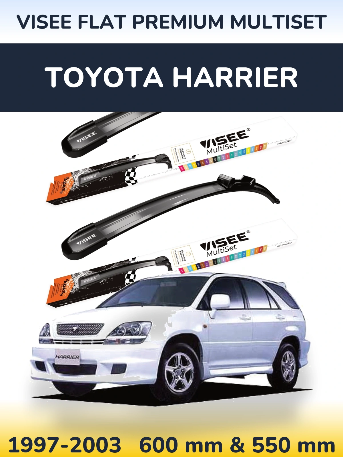Комплект передних дворников VISEE FLAT PREMIUM MultiSet 600 & 550 мм для Toyota Harrier 1997-2003
