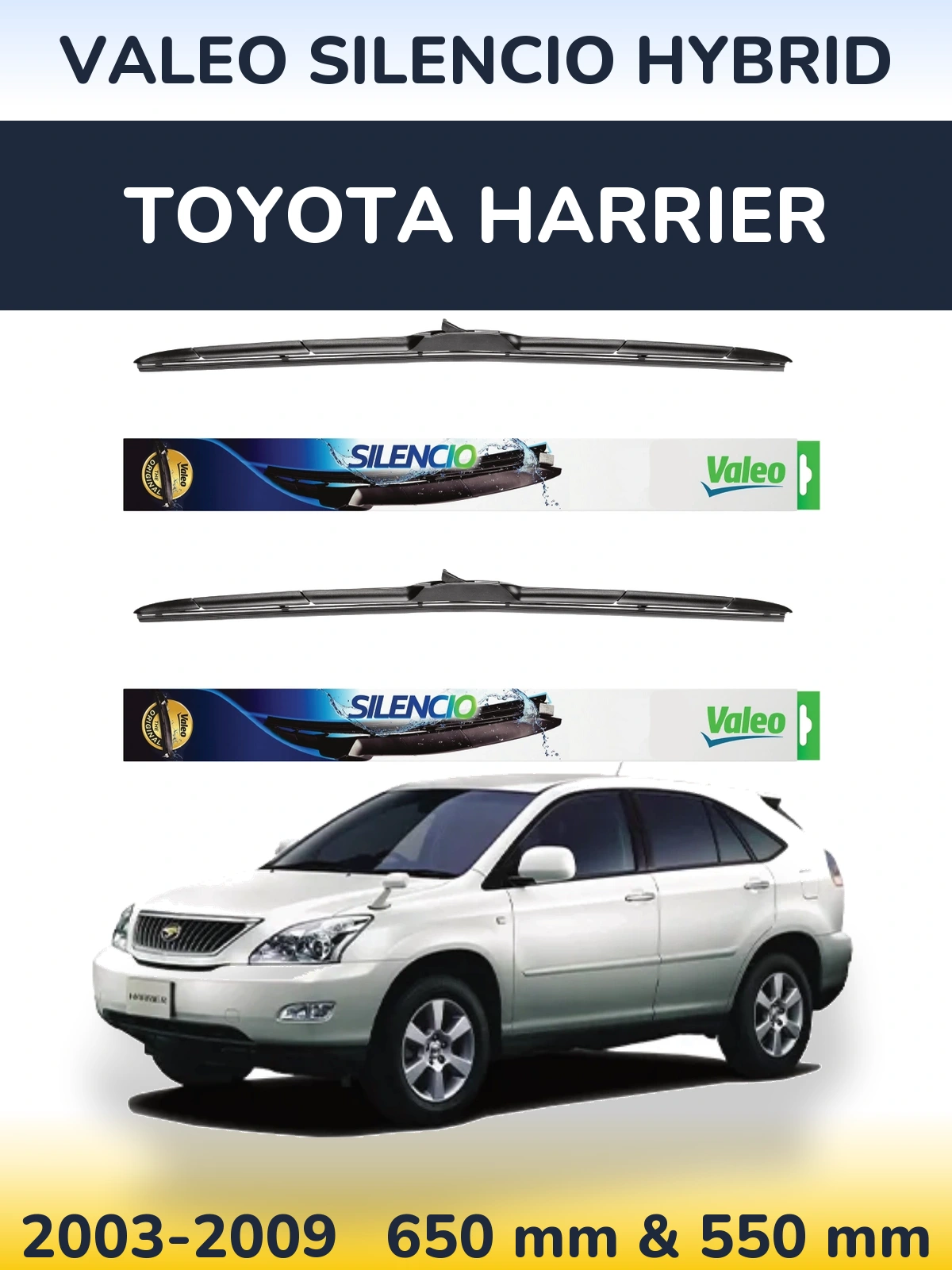 Комплект передних дворников Valeo Silencio Hybrid 650 & 550 мм для Toyota Harrier 2003-2009