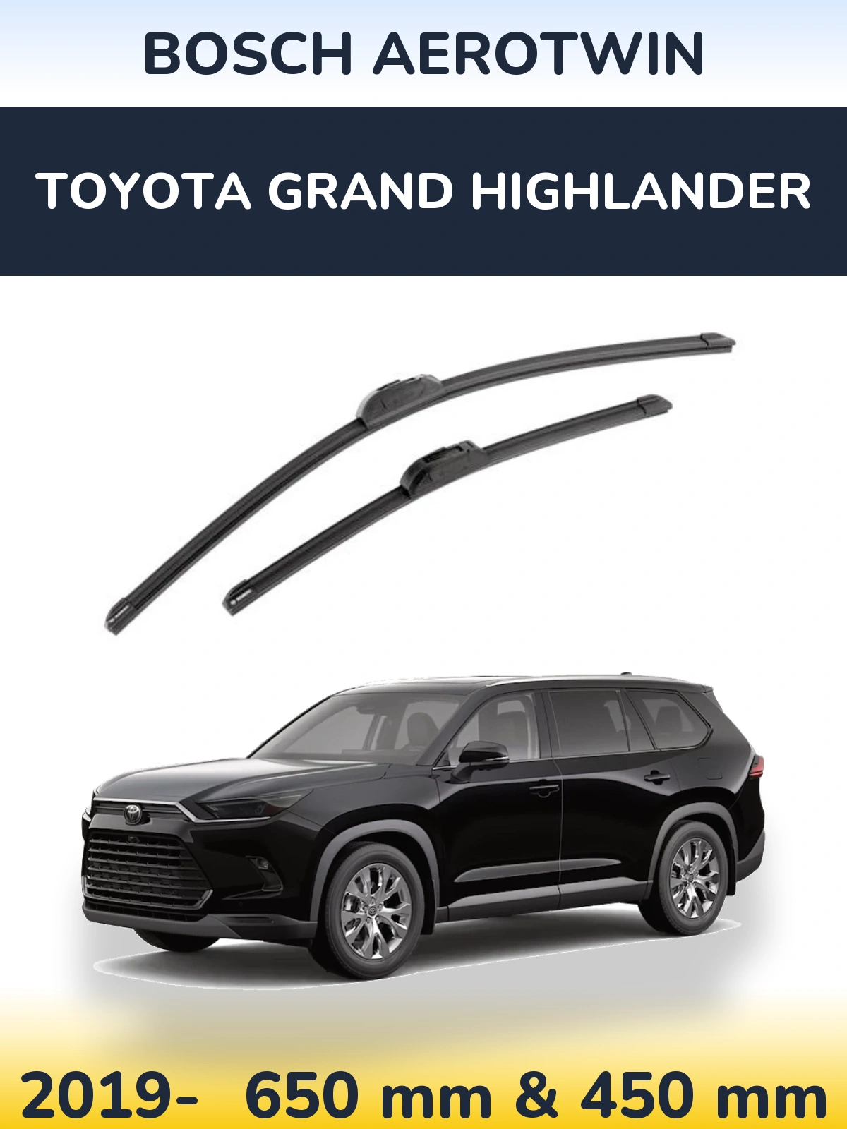 Комплект передніх щіток BOSCH AeroTwin 650 & 450 мм для Toyota Grand Highlander 2019-2026