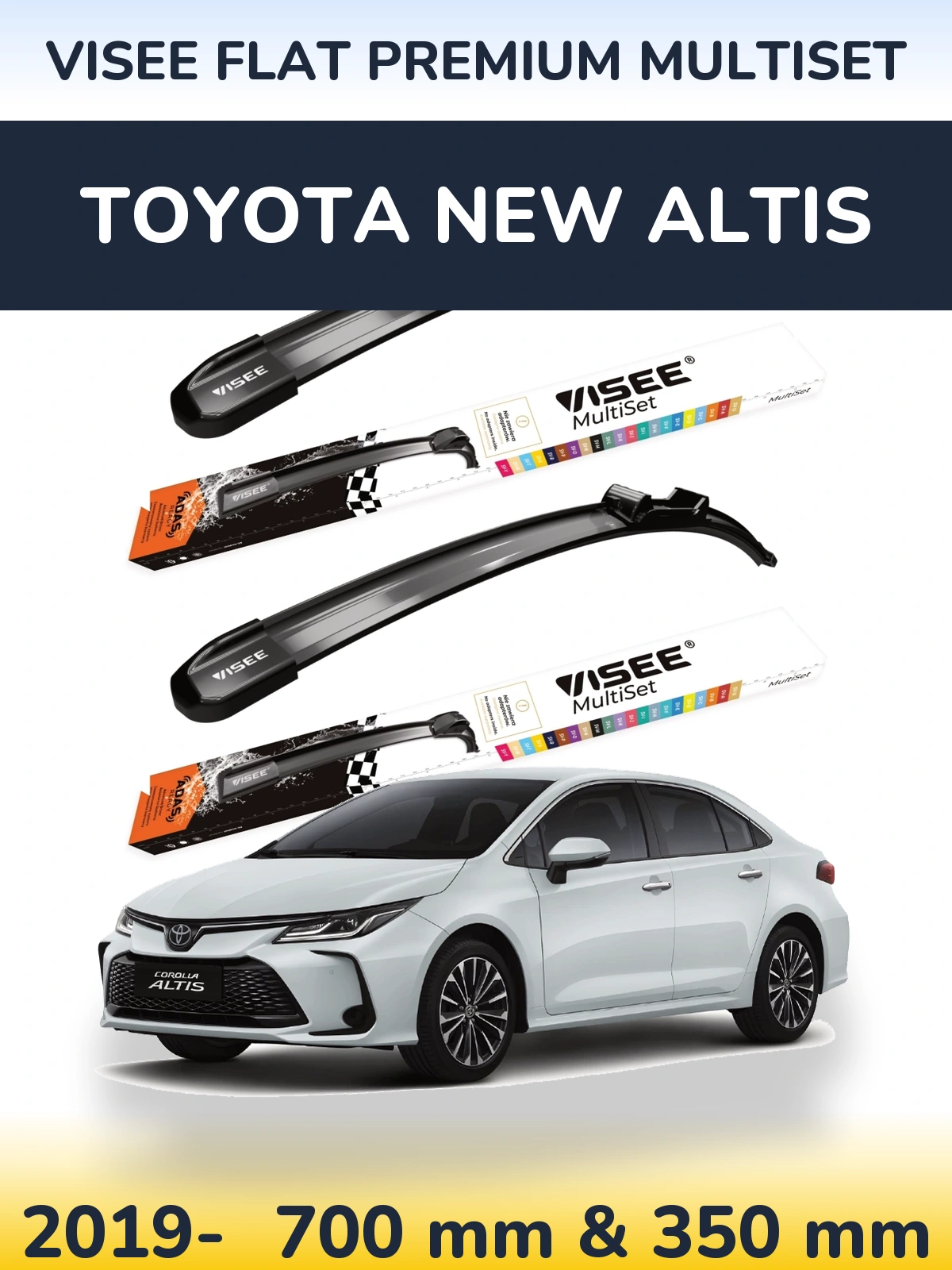 Комплект передніх щіток VISEE FLAT PREMIUM MultiSet 700 & 350 мм для Toyota New Altis 2019-2026