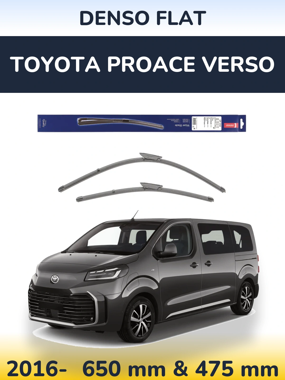 Komplet przednich wycieraczek Denso Flat 650 & 450 mm do Toyota ProAce Verso 2016-2026