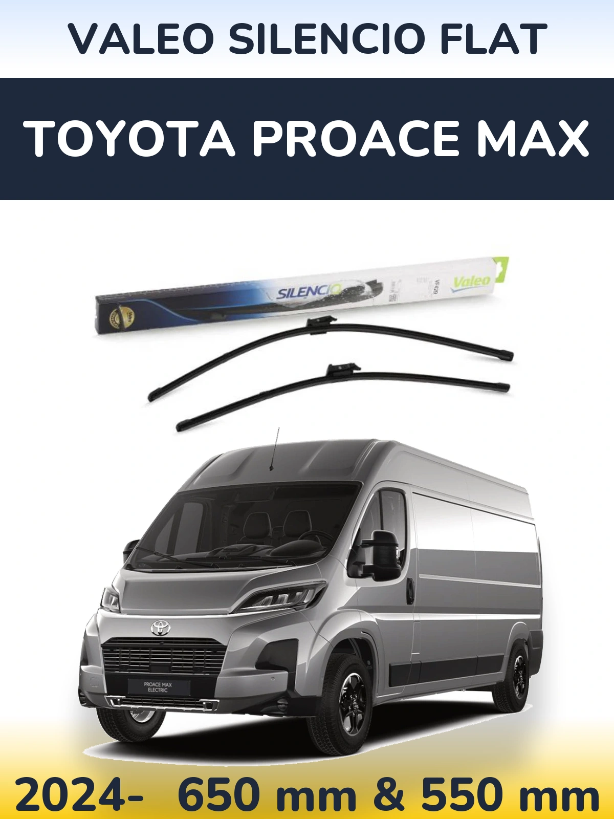 Комплект передних дворников Valeo Silencio Flat 650 & 550 мм для Toyota ProAce Max 2024-2026