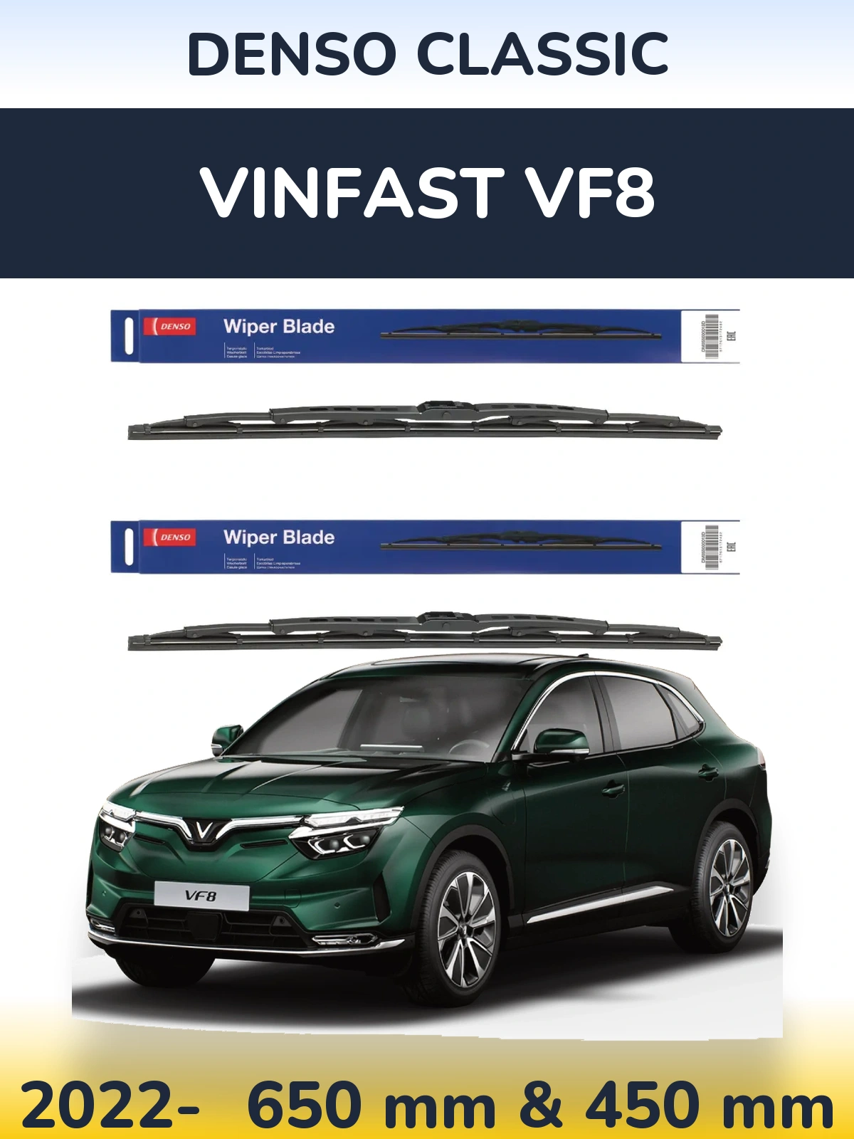 Komplet przednich wycieraczek Denso Classic 650 & 450 mm do Vinfast VF8 2022-2026