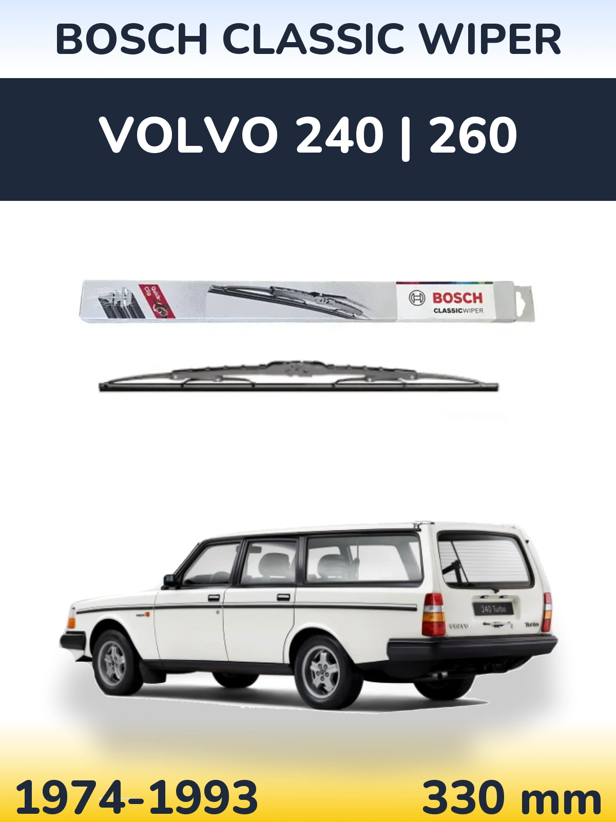 Задний дворник BOSCH Classic Wiper 340 мм для Volvo 240 | 260 1974-1993