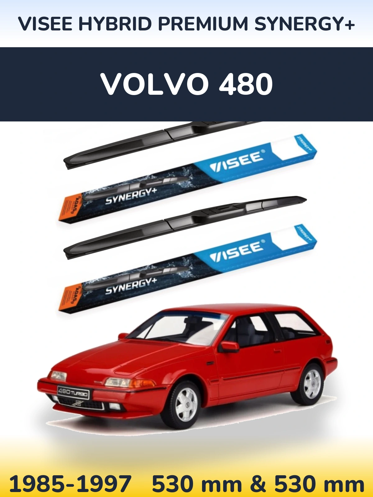 Комплект передніх щіток VISEE HYBRID PREMIUM SYNERGY+ 530 & 530 мм для Volvo 480 1985-1997