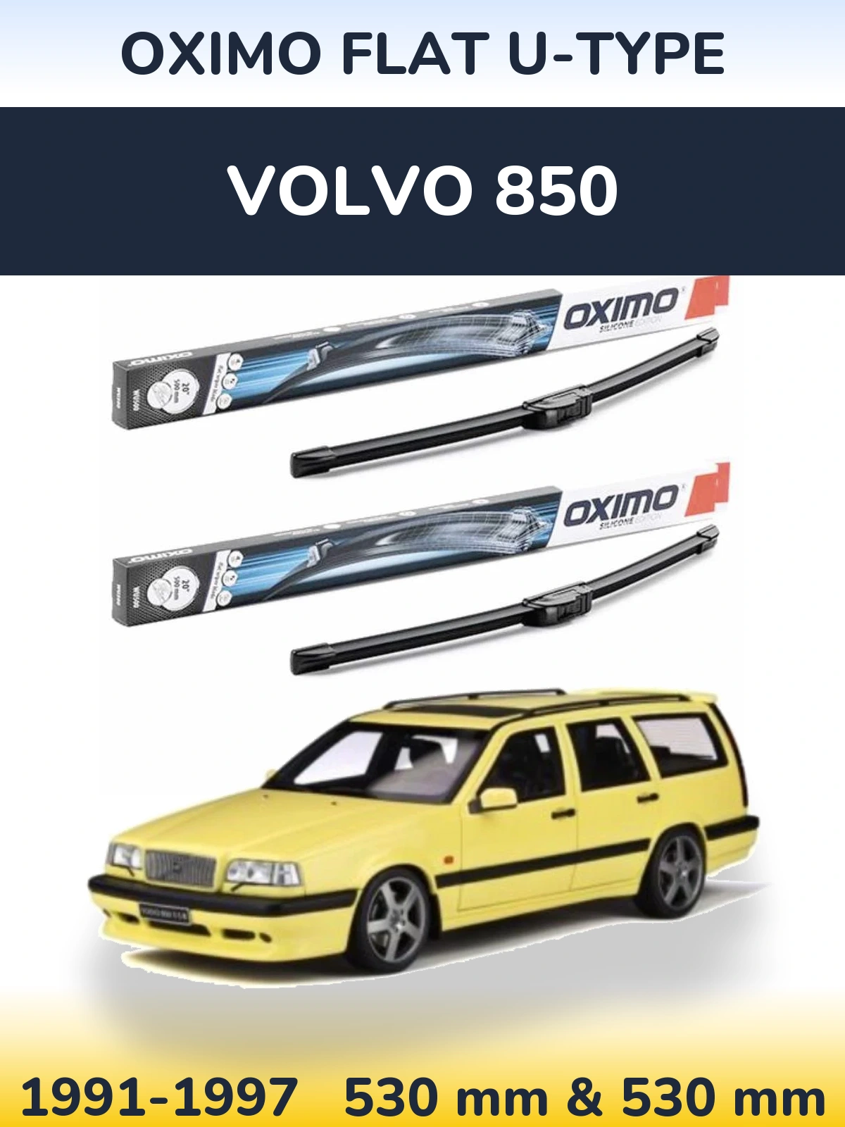 Комплект передних дворников Oximo Flat U-type 530 & 530 мм для Volvo 850 1991-1997