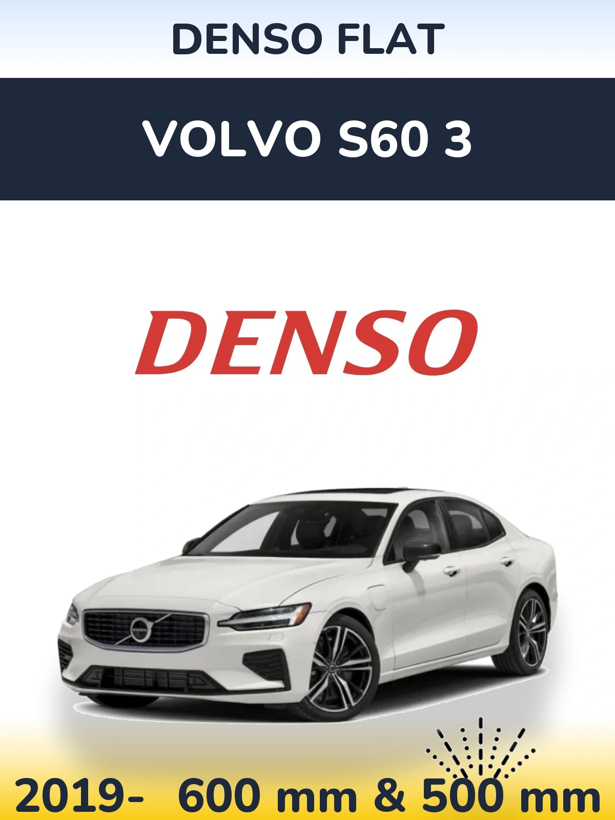 Комплект передних дворников Denso Flat 600 & 500 мм для Volvo S60 3 2019-2026