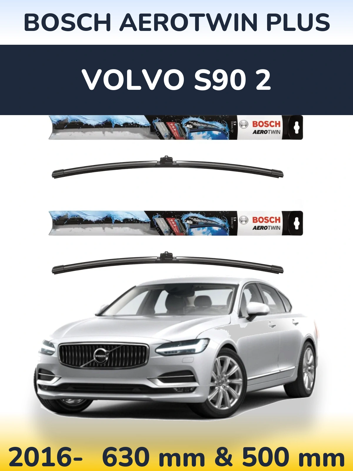 Komplet przednich wycieraczek BOSCH AeroTwin Plus 600 & 500 mm do Volvo S90 2 2016-2026