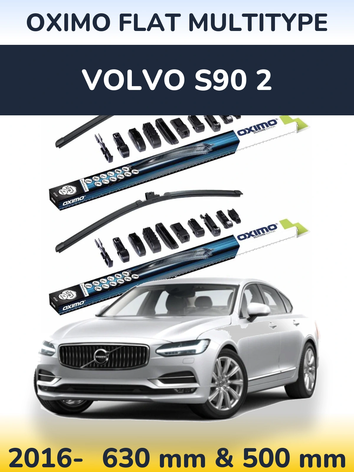 Komplet przednich wycieraczek Oximo Flat MultiType 600 & 500 mm do Volvo S90 2 2016-2026