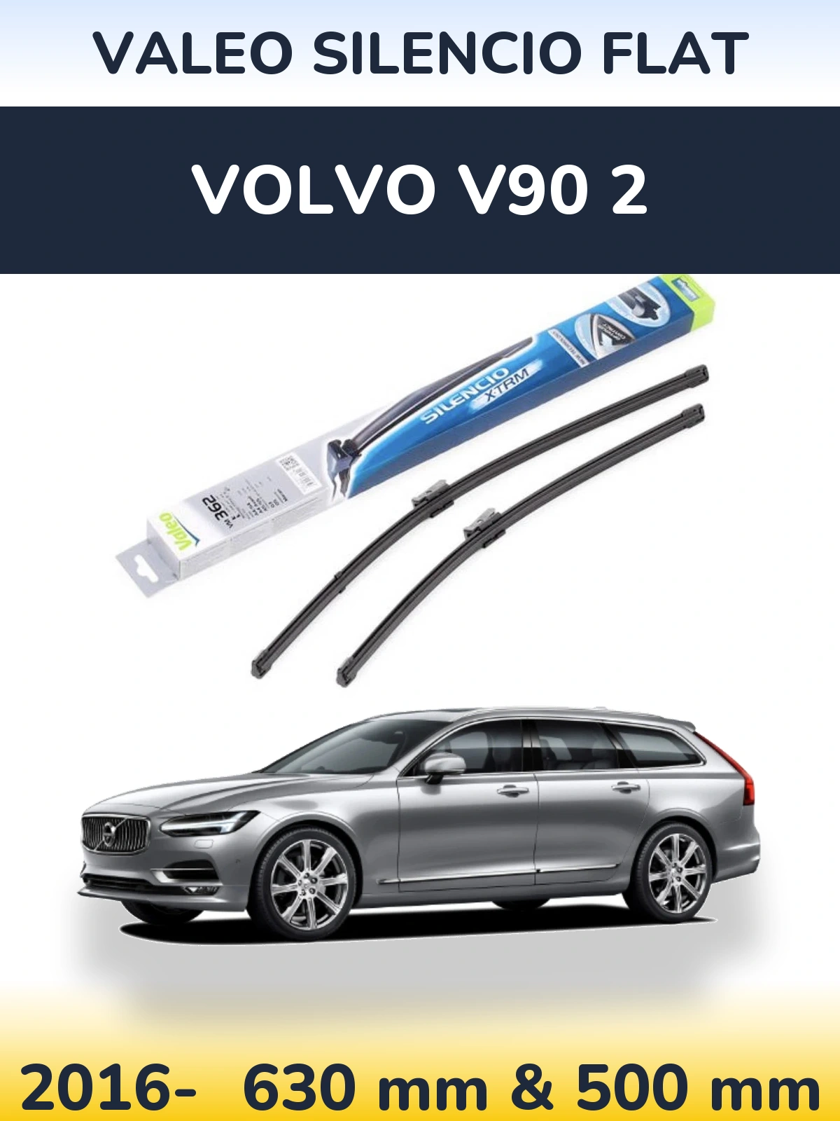 Комплект передніх щіток Valeo Silencio Flat 600 & 500 мм для Volvo V90 2 2016-2026