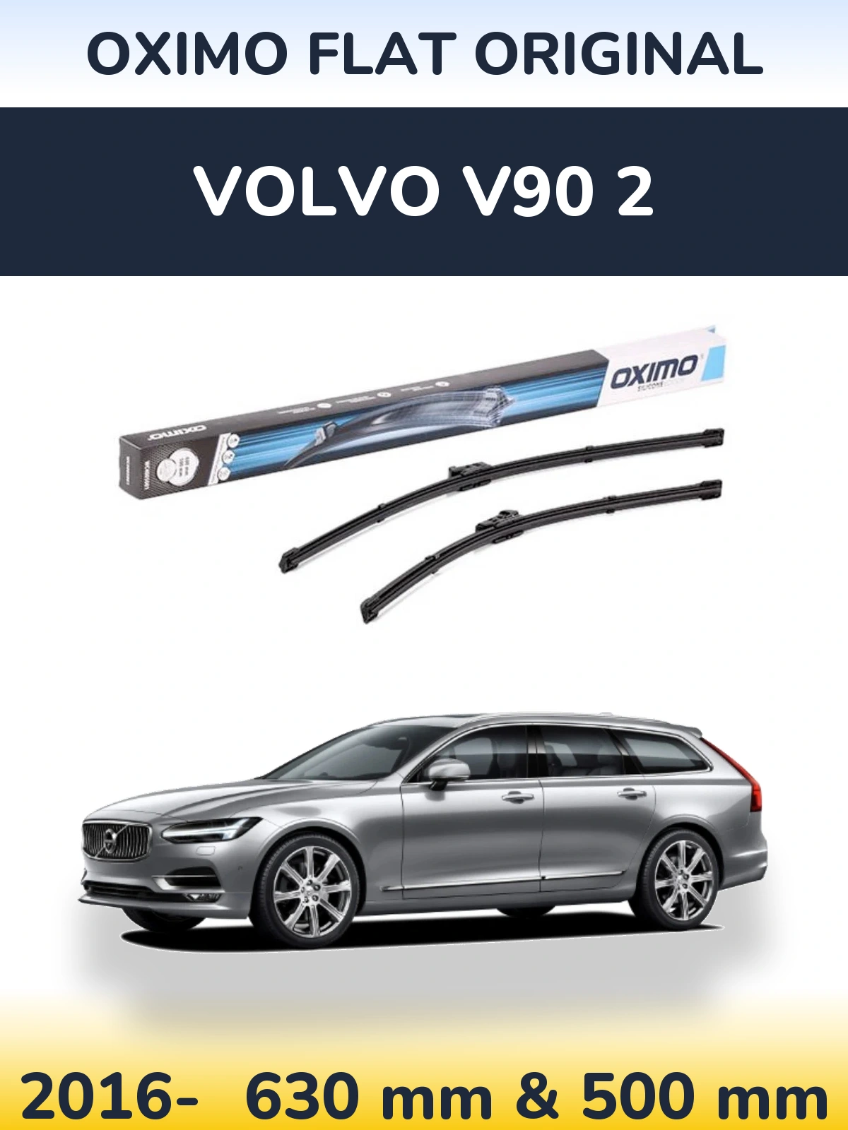 Комплект передніх щіток Oximo Flat Original 600 & 500 мм для Volvo V90 2 2016-2026