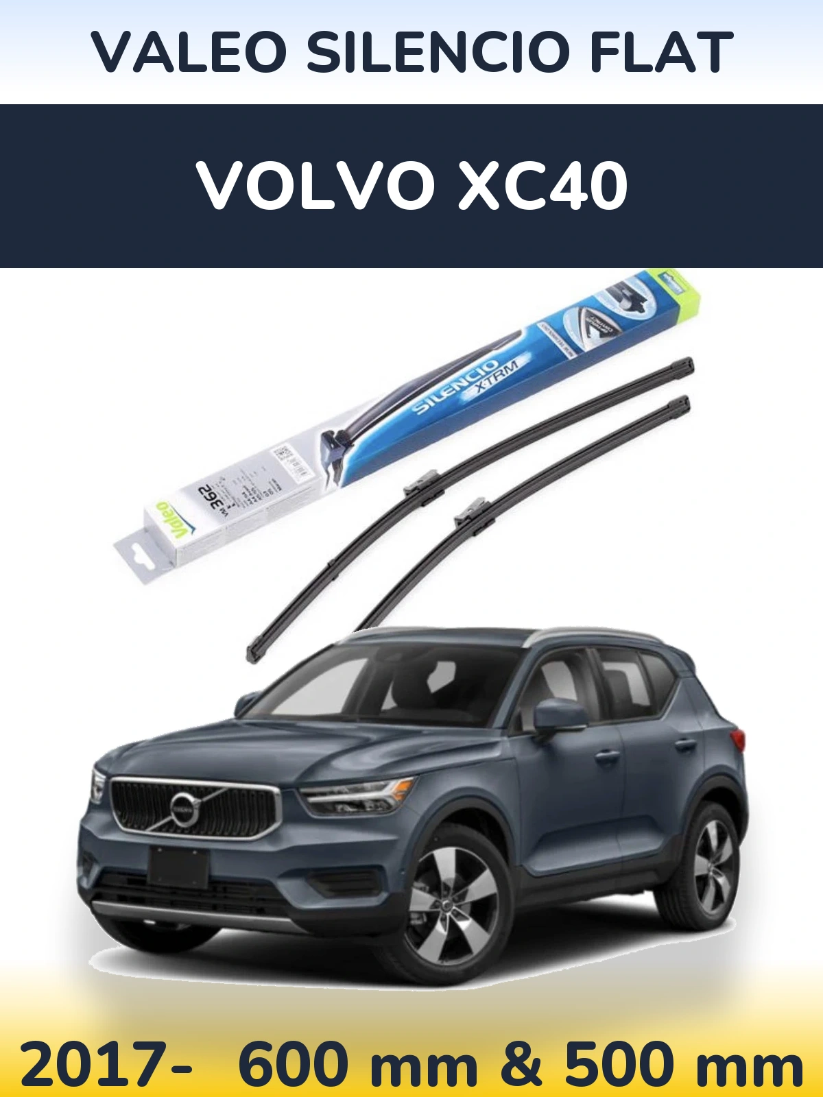 Комплект передніх щіток Valeo Silencio Flat 600 & 500 мм для Volvo XC40 2017-2026