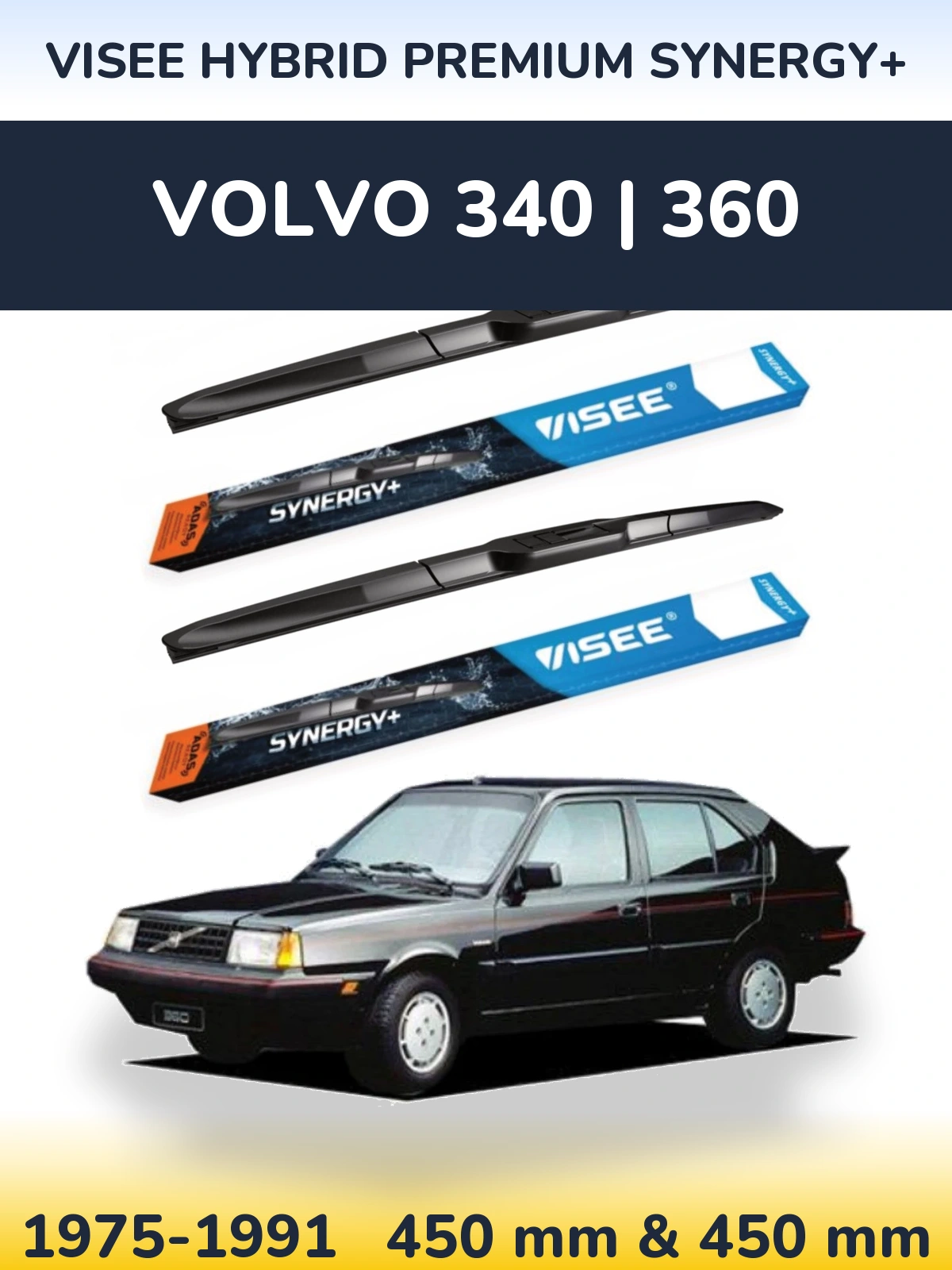 Комплект передніх щіток VISEE HYBRID PREMIUM SYNERGY+ 450 & 450 мм для Volvo 340 | 360 1975-1991