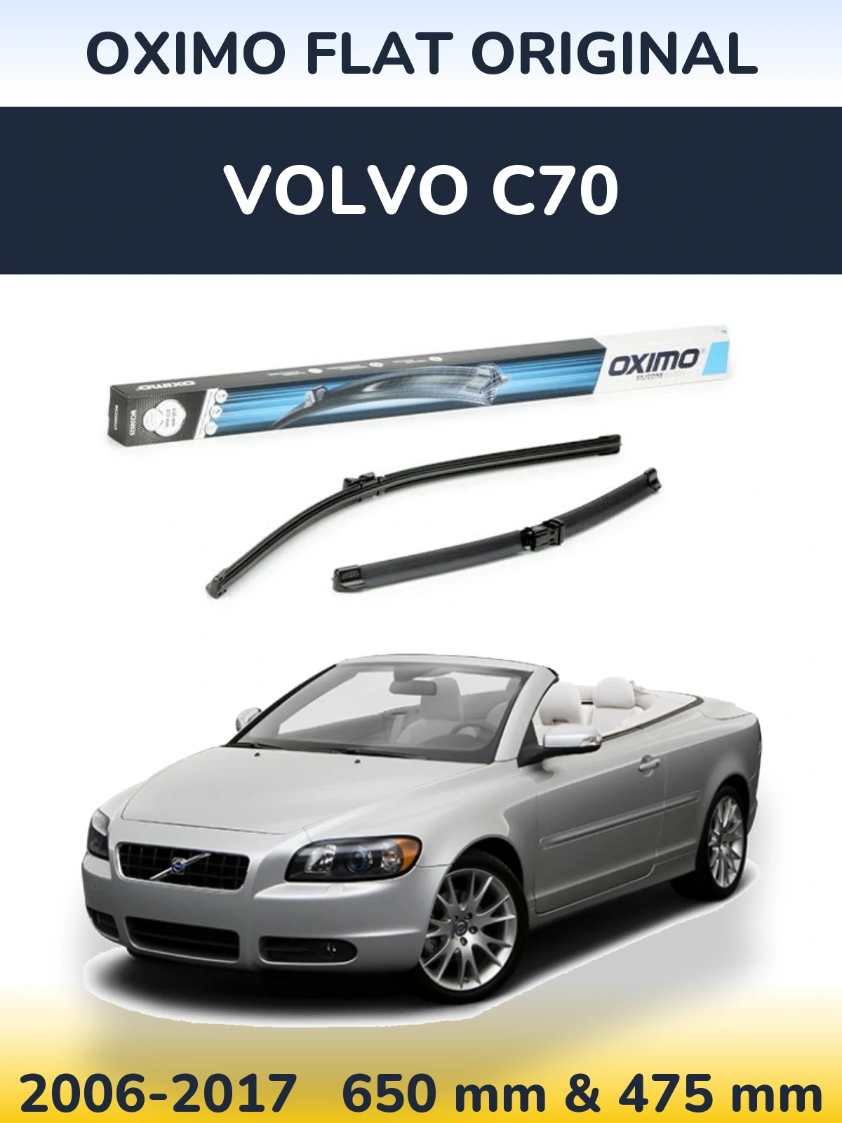 Комплект передних дворников Oximo Flat Original 650 & 475 мм для Volvo C70 2006-2017