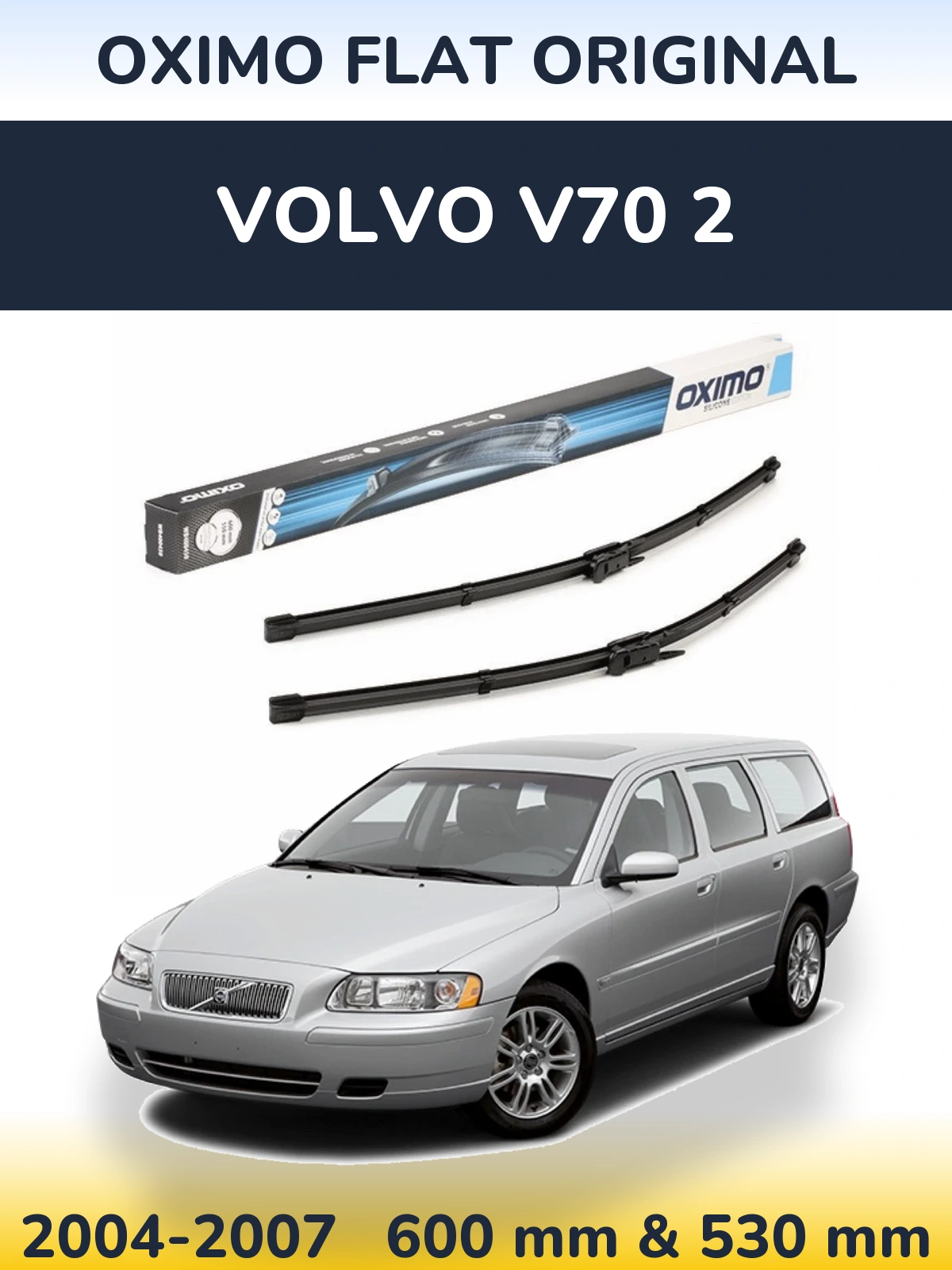 Комплект передних дворников Oximo Flat Original 600 & 550 мм для Volvo V70 2 2004-2007