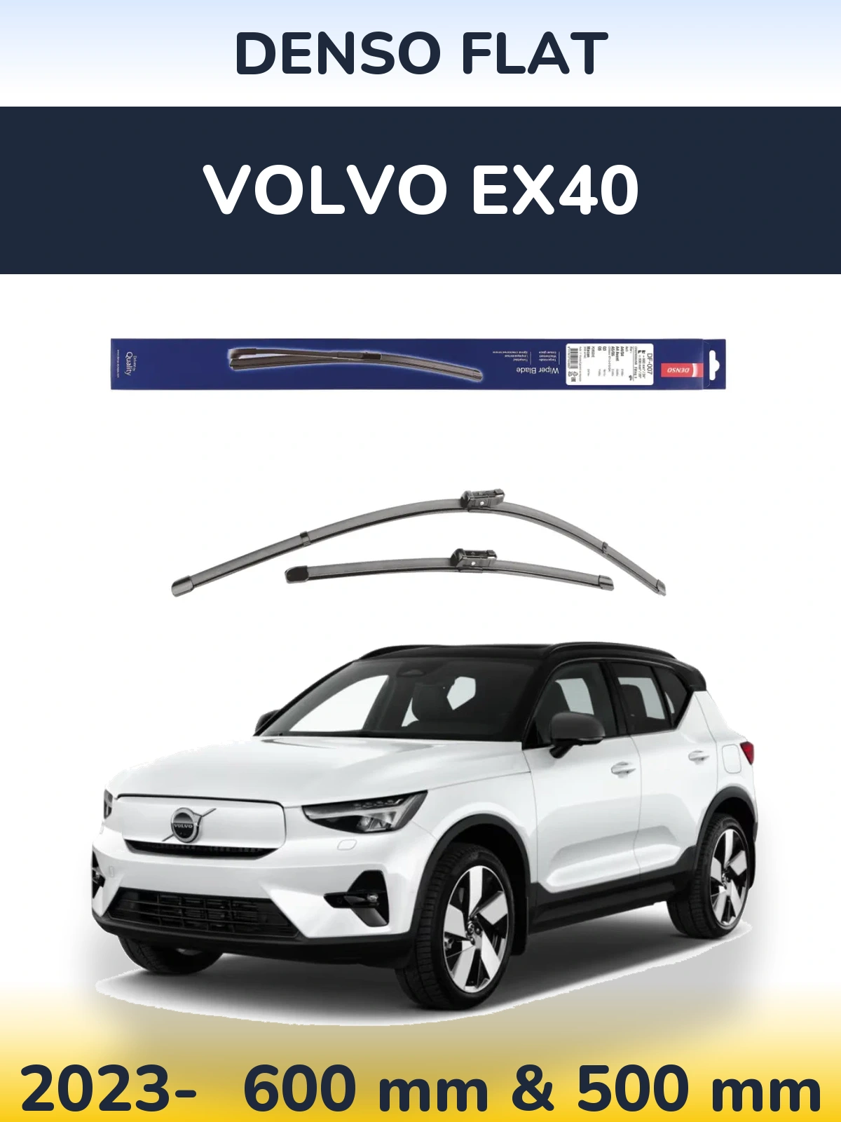 Комплект передніх щіток Denso Flat 600 & 500 мм для Volvo EX40 2023-2026