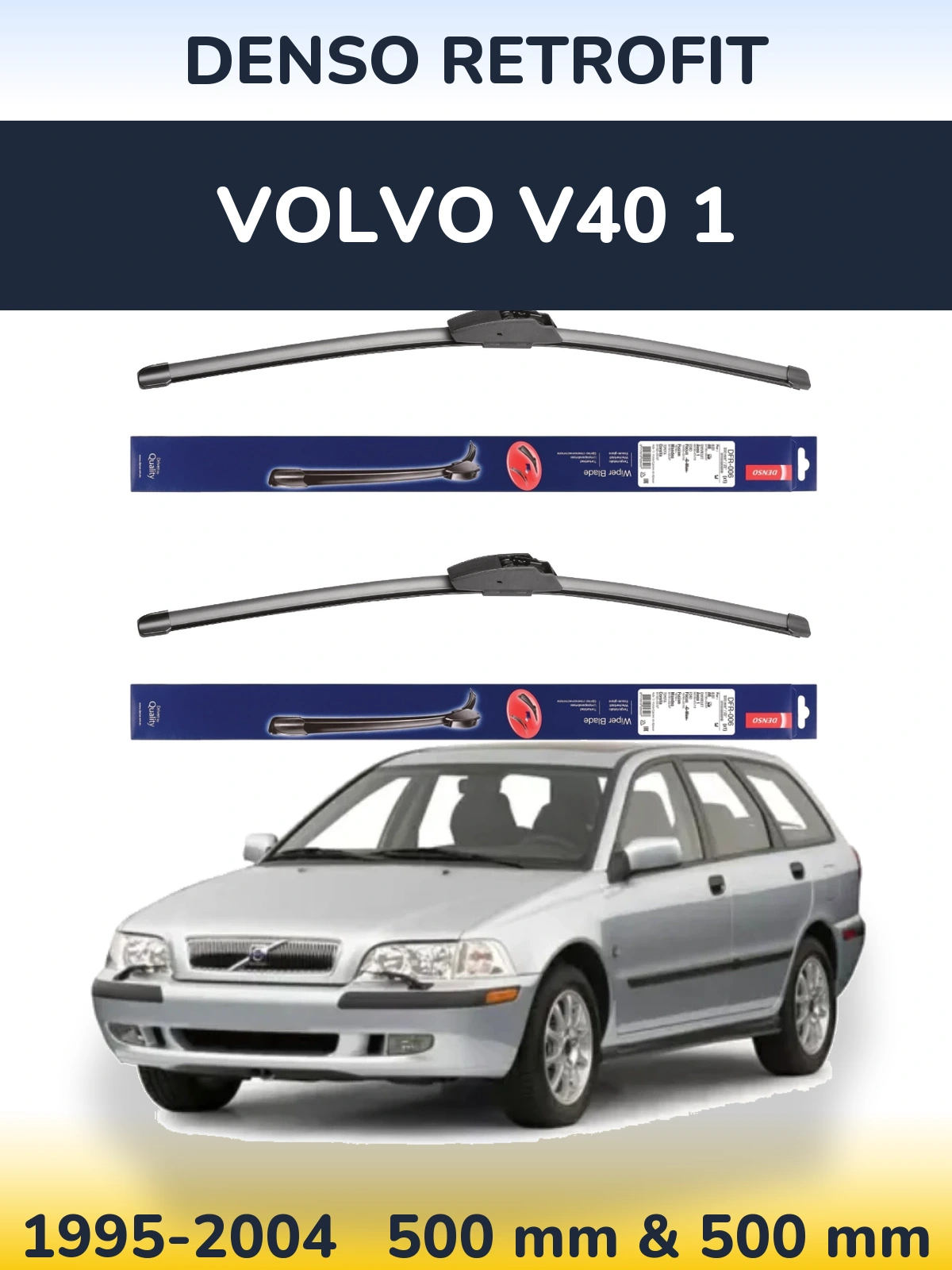 Комплект передних дворников Denso Retrofit 500 & 500 мм для Volvo V40 1 1995-2004