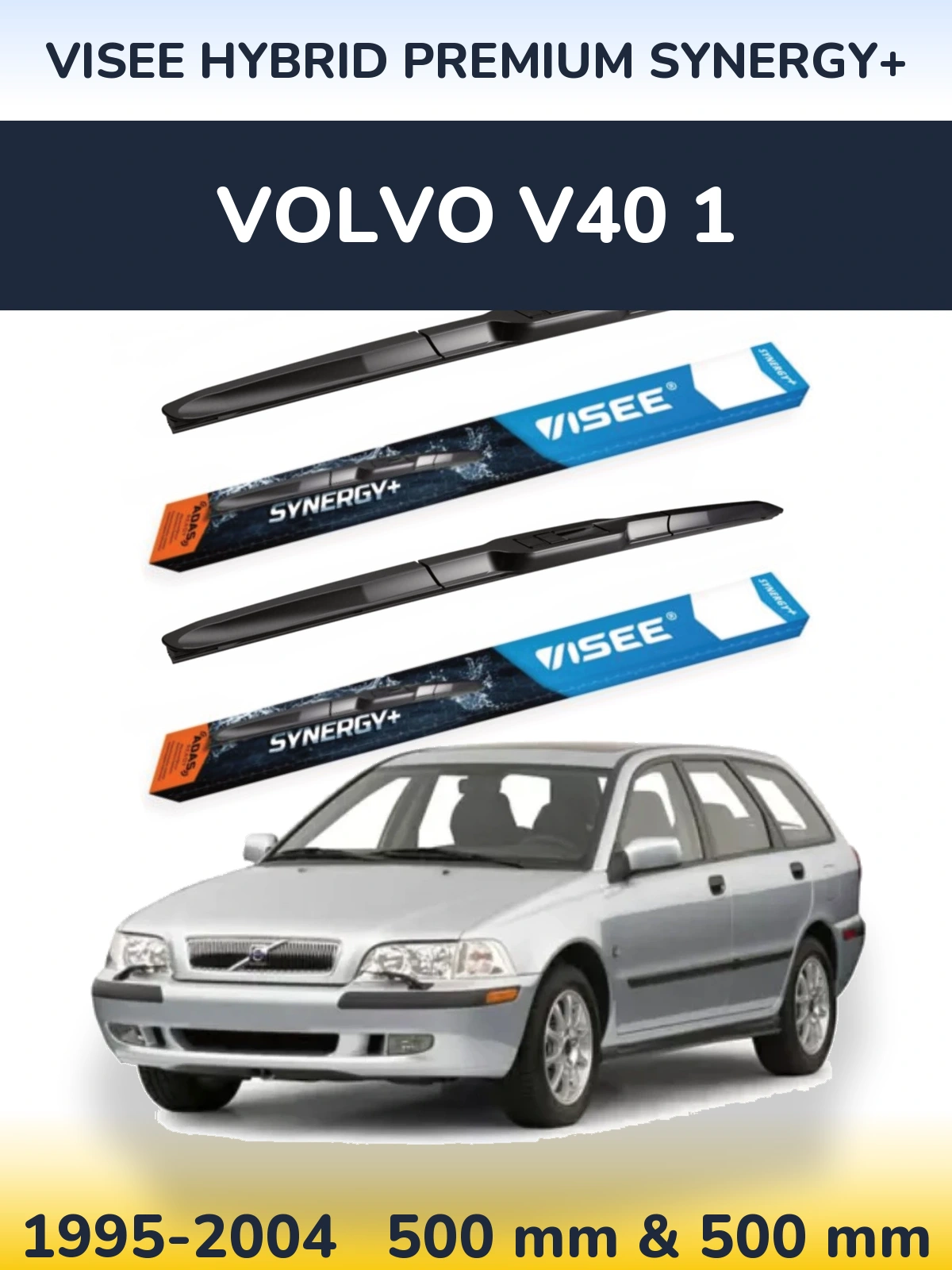 Комплект передних дворников VISEE HYBRID PREMIUM SYNERGY+ 500 & 500 мм для Volvo V40 1 1995-2004