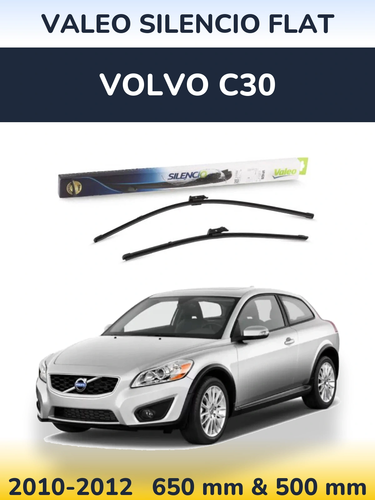 Комплект передних дворников Valeo Silencio Flat 650 & 500 мм для Volvo C30 2010-2012
