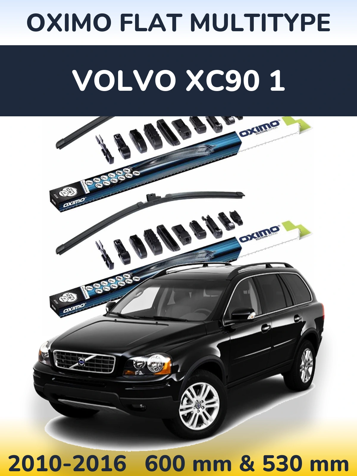 Komplet przednich wycieraczek Oximo Flat MultiType 600 & 530 mm do Volvo XC90 1 2010-2016