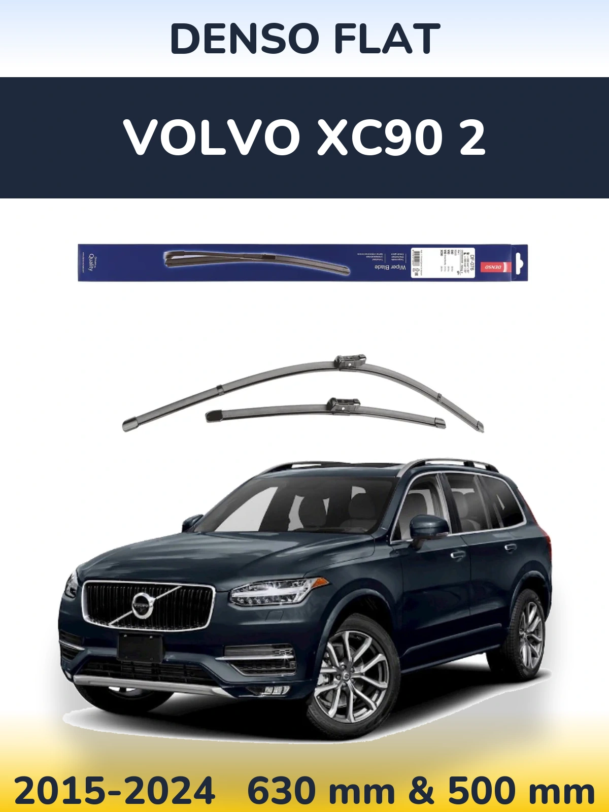 Komplet przednich wycieraczek Denso Flat 630 & 500 mm do Volvo XC90 2 2015-2024