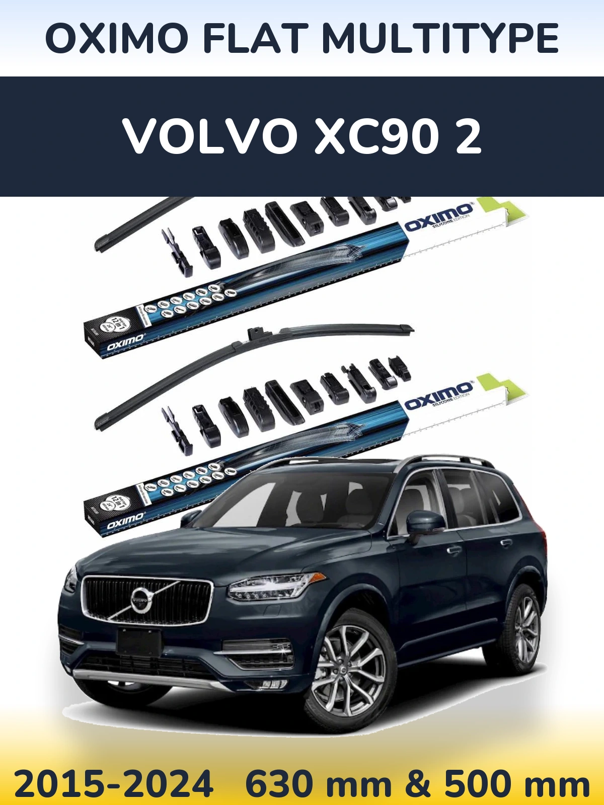 Front wiper blade set Oximo Flat MultiTypee 600 & 500 mm for Volvo XC90 2 2015-2024