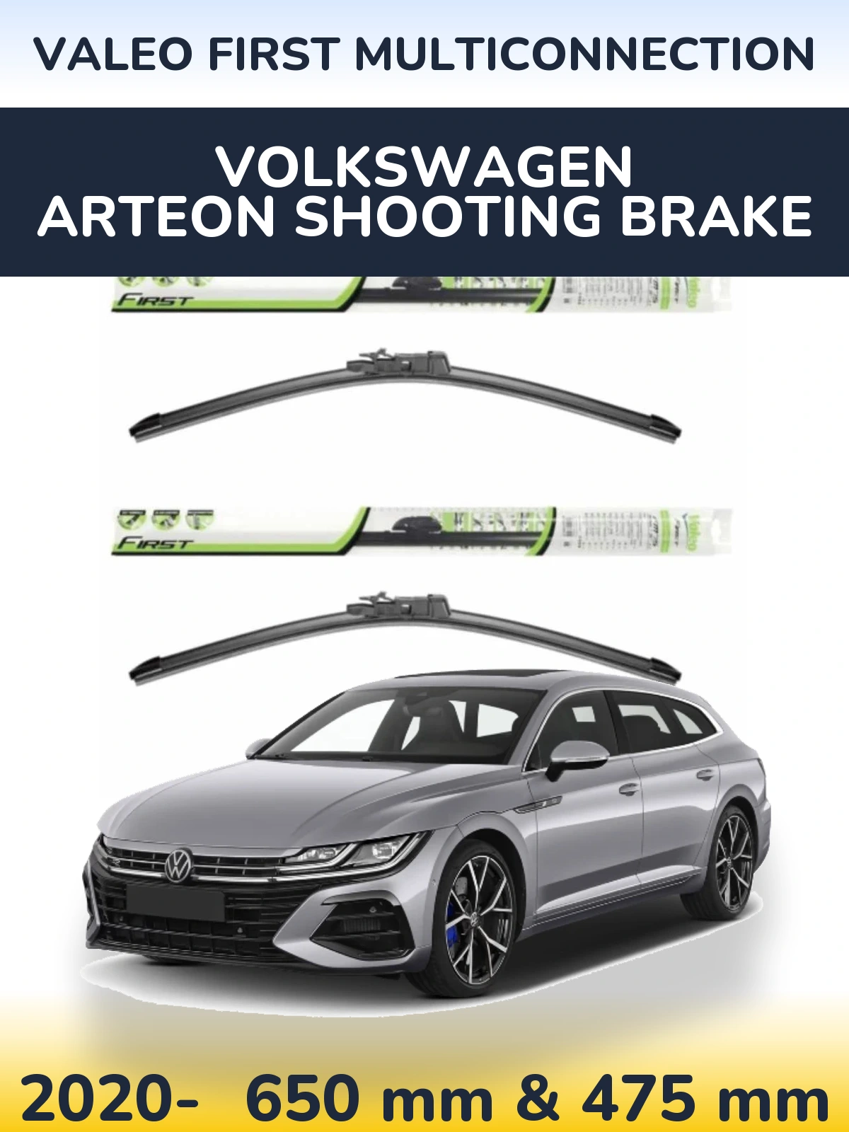 Komplet przednich wycieraczek Valeo First MultiConnection 650 & 475 mm do Volkswagen Arteon Shooting Brake 2020-2026