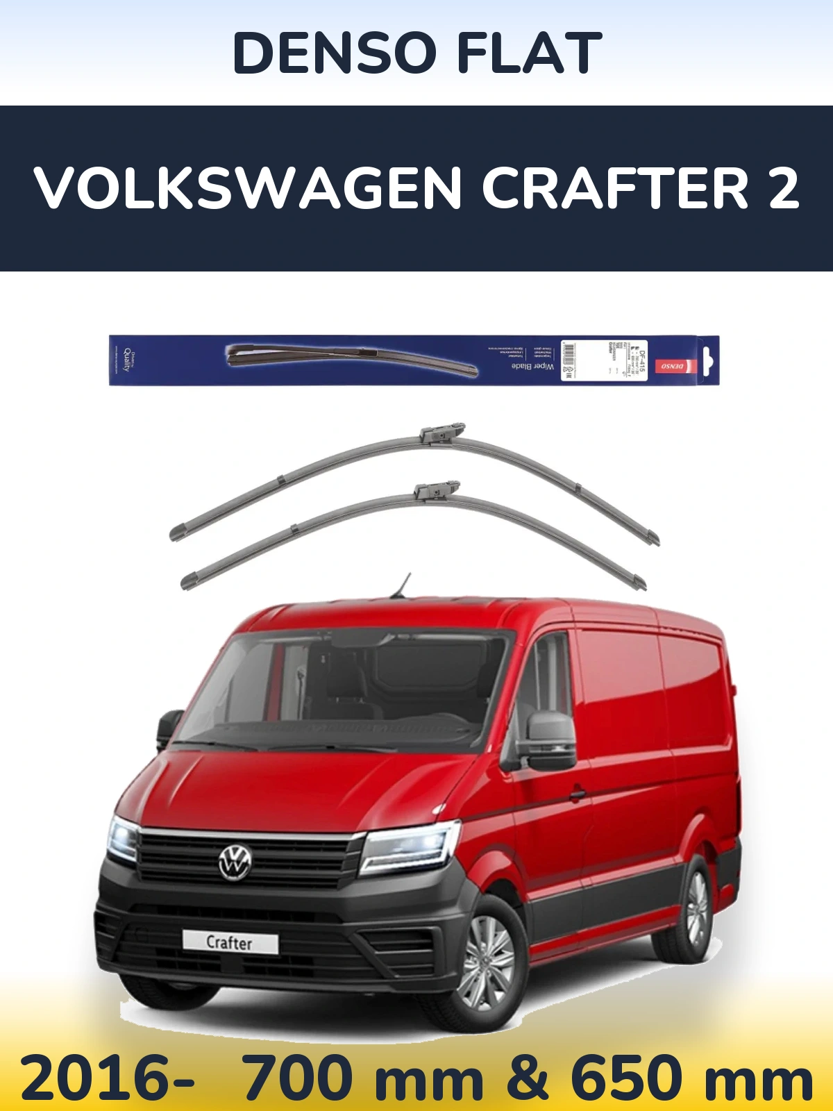 Комплект передніх щіток Denso Flat 700 & 650 мм для Volkswagen Crafter 2 2016-2026