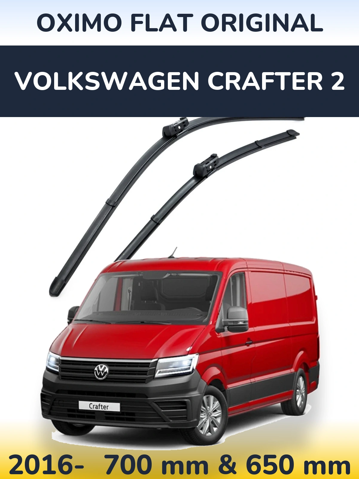 Комплект передніх щіток Oximo Flat Original 700 & 650 мм для Volkswagen Crafter 2 2016-2026