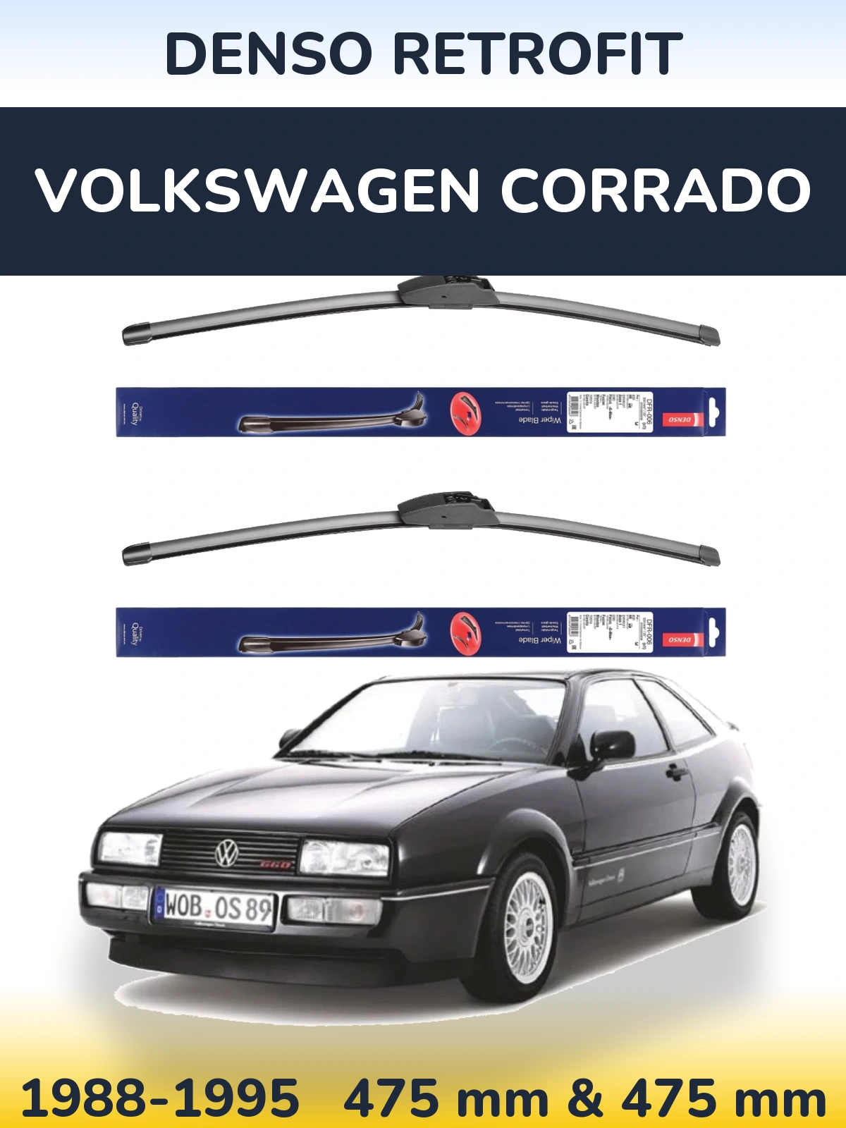 Комплект передніх щіток Denso Retrofit 475 & 475 мм для Volkswagen Corrado 1988-1995