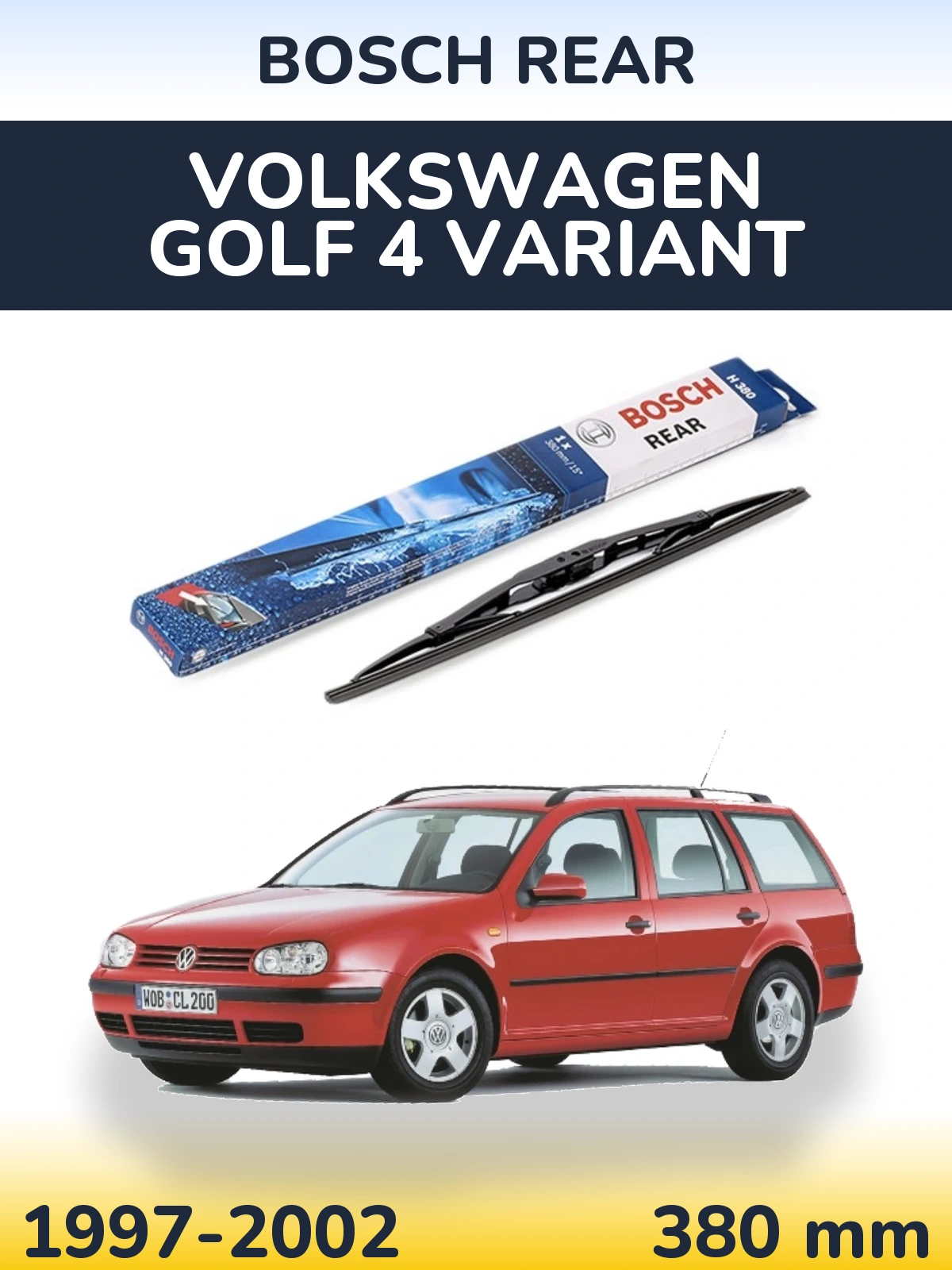 Задня щітка BOSCH Rear 380 мм для Volkswagen Golf 4 Variant 1997-2002