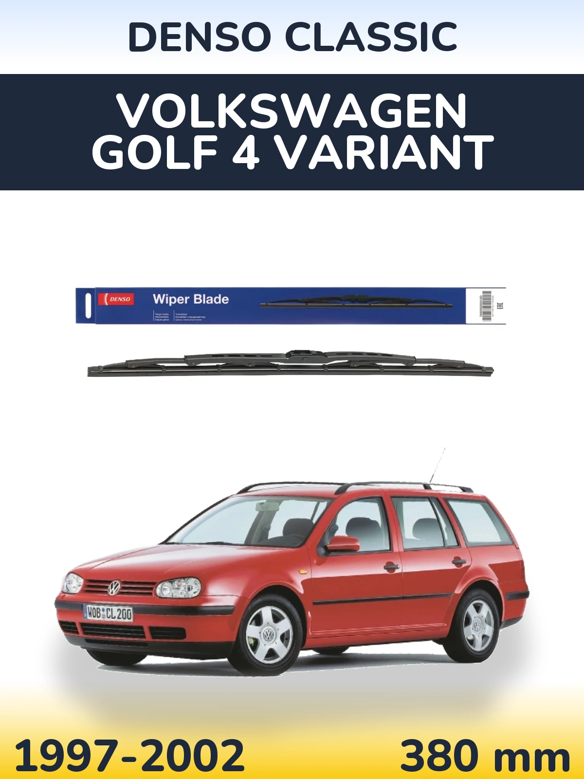 Tylna wycieraczka Denso Classic 380 mm do Volkswagen Golf 4 Variant 1997-2002