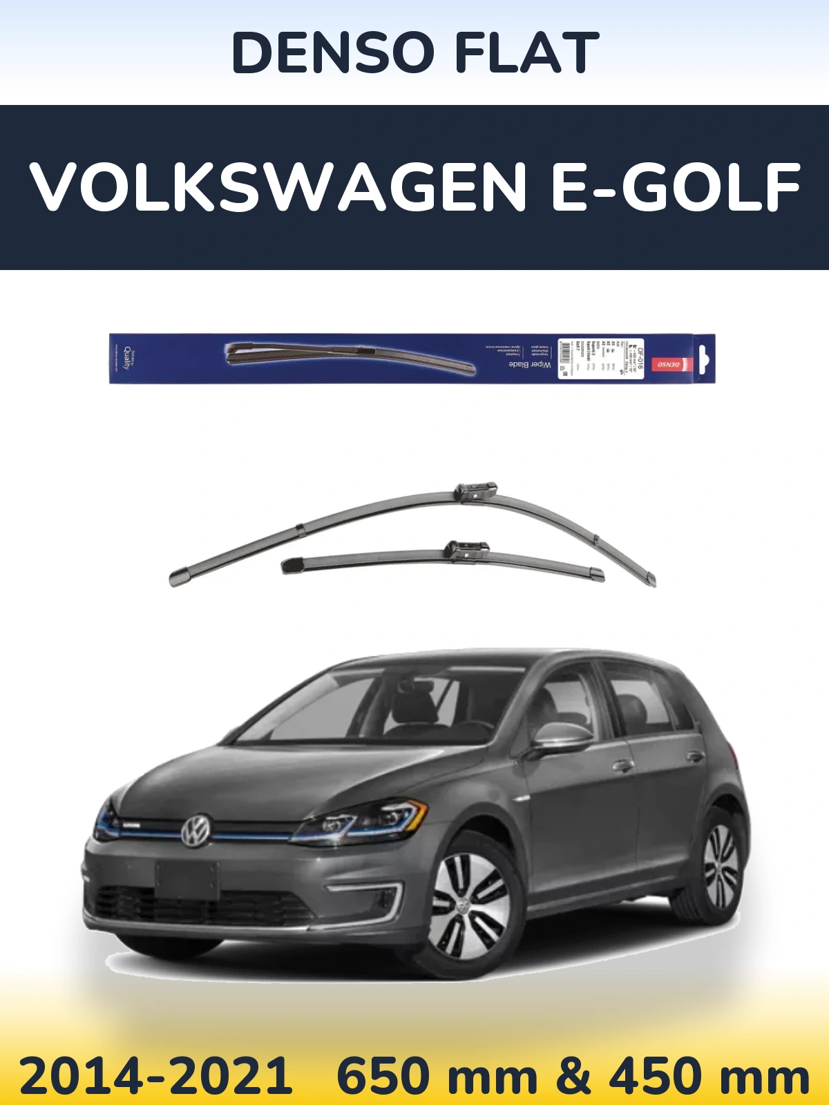 Front wiper blade set Denso Flat 650 & 450 mm for Volkswagen e-Golf 2014-2021