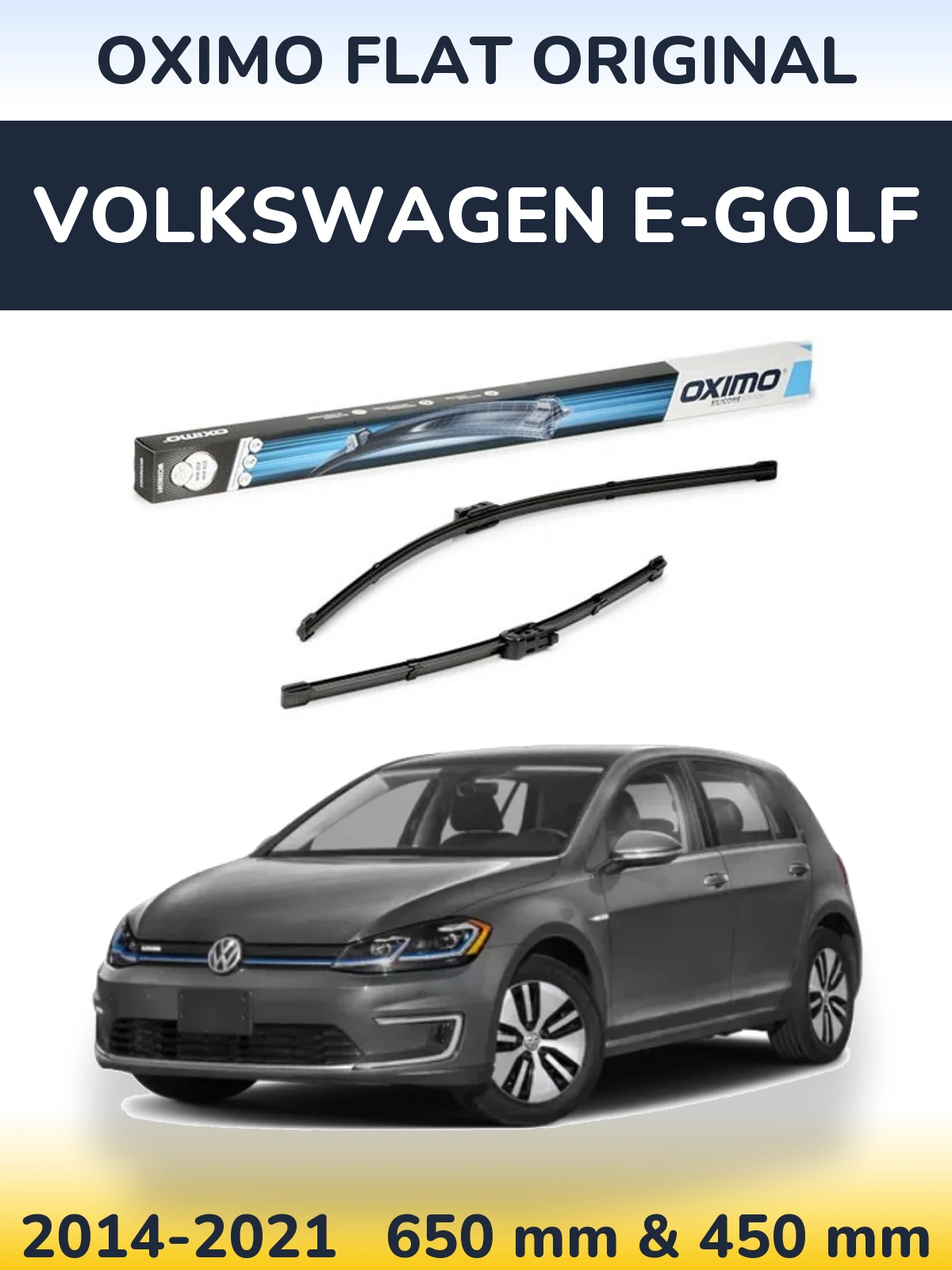 Комплект передних дворников Oximo Flat Original 650 & 450 мм для Volkswagen e-Golf 2014-2021