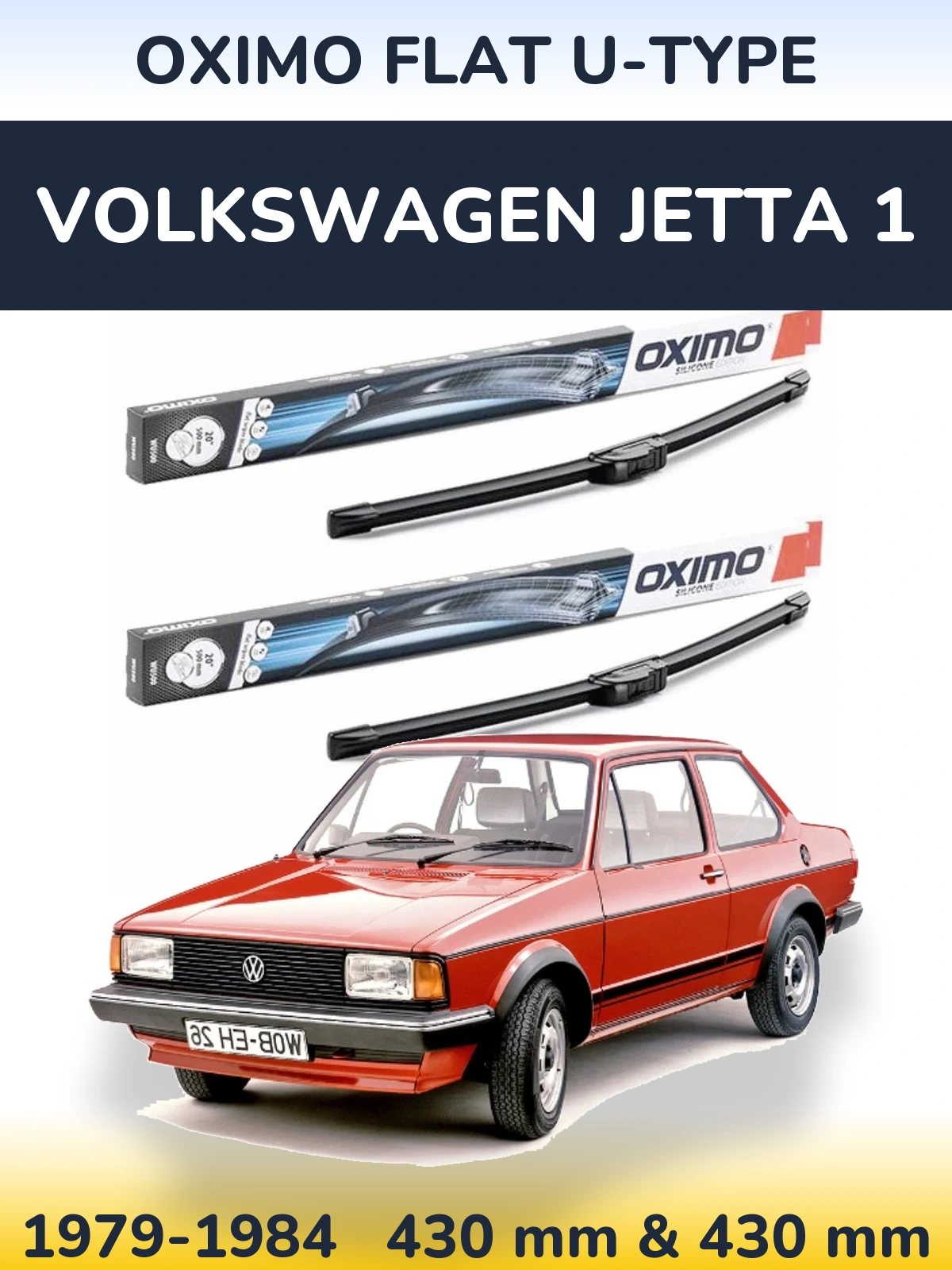 Комплект передніх щіток Oximo Flat U-type 430 & 430 мм для Volkswagen Jetta 1 1979-1984