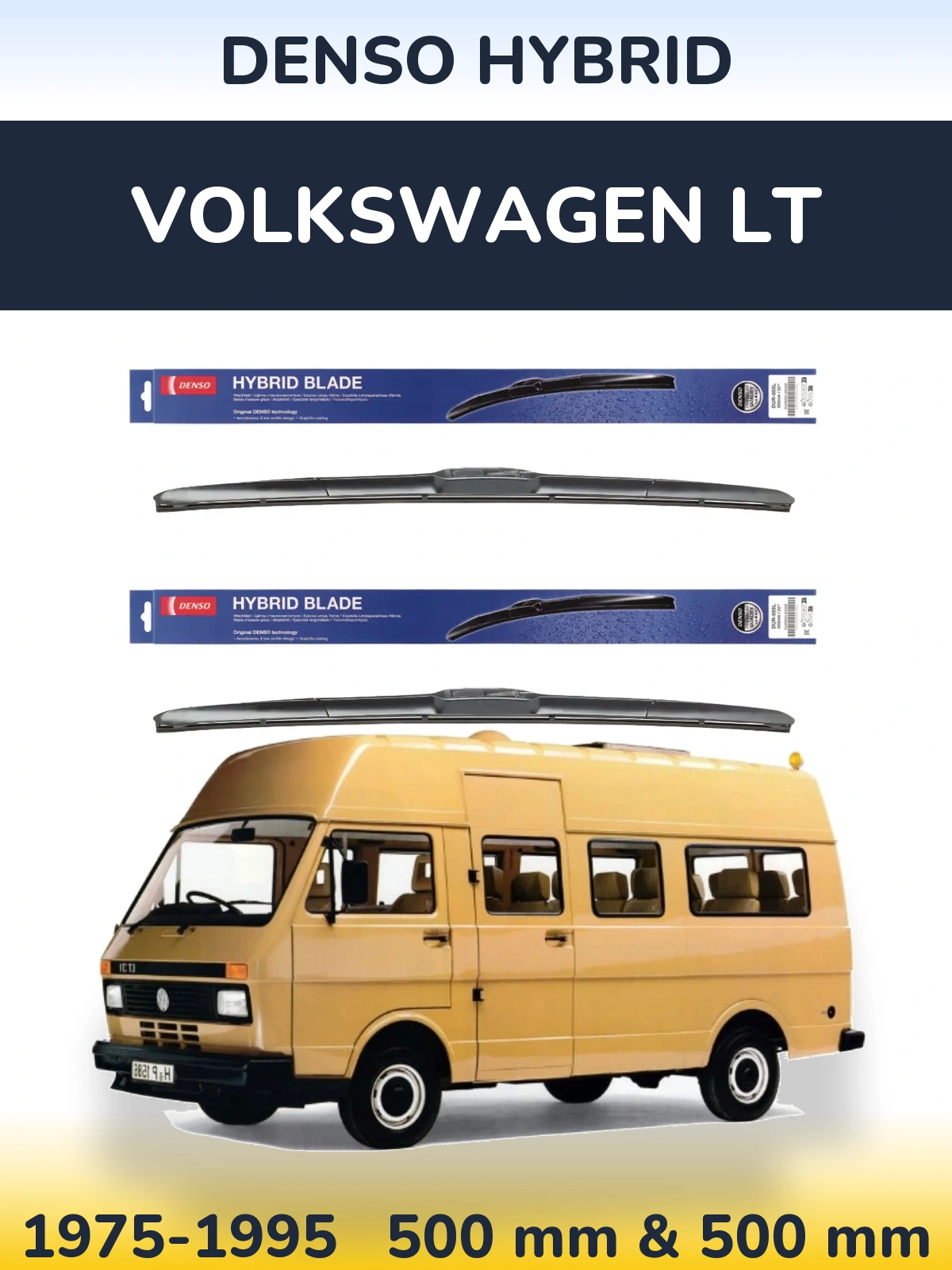 Комплект передних дворников Denso Hybrid 500 & 500 мм для Volkswagen LT 1975-1995