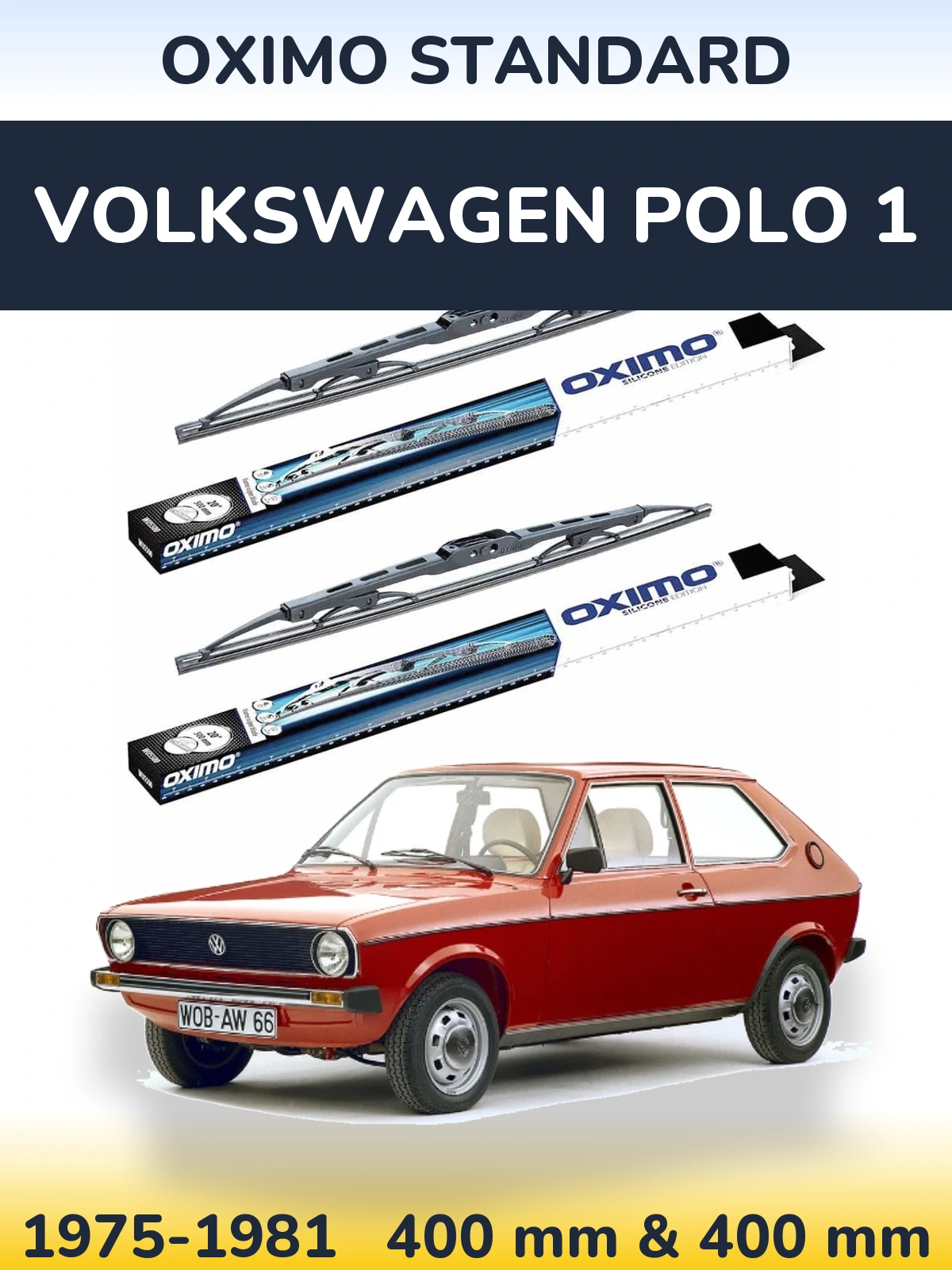 Комплект передних дворников Oximo Standard 400 & 400 мм для Volkswagen Polo 1 1975-1981