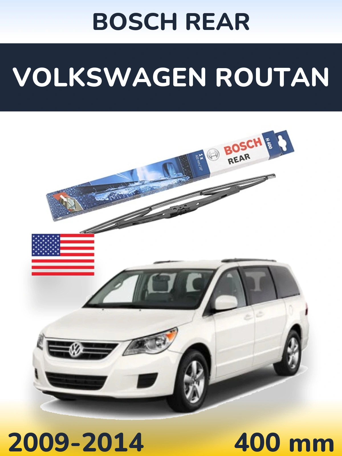 Rear wiper blade BOSCH Rear 400 mm for Volkswagen Routan 2009-2014