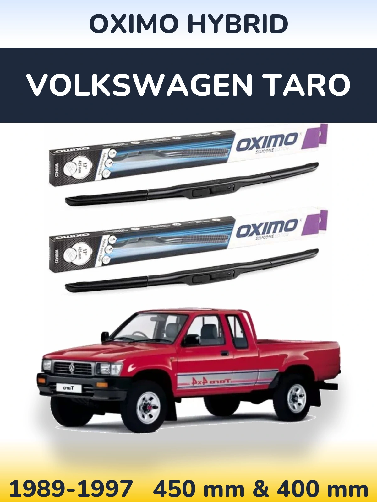Комплект передних дворников Oximo Hybrid 450 & 400 мм для Volkswagen Taro 1989-1997