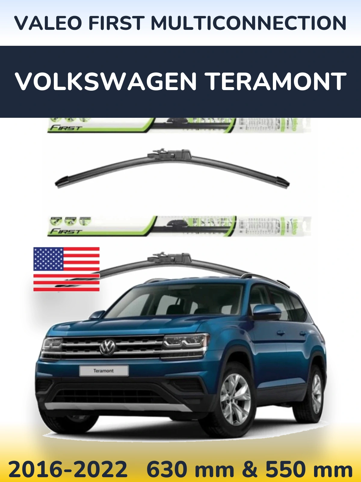 Комплект передніх щіток Valeo First MultiConnection 600 & 550 мм для Volkswagen Teramont 2016-2022