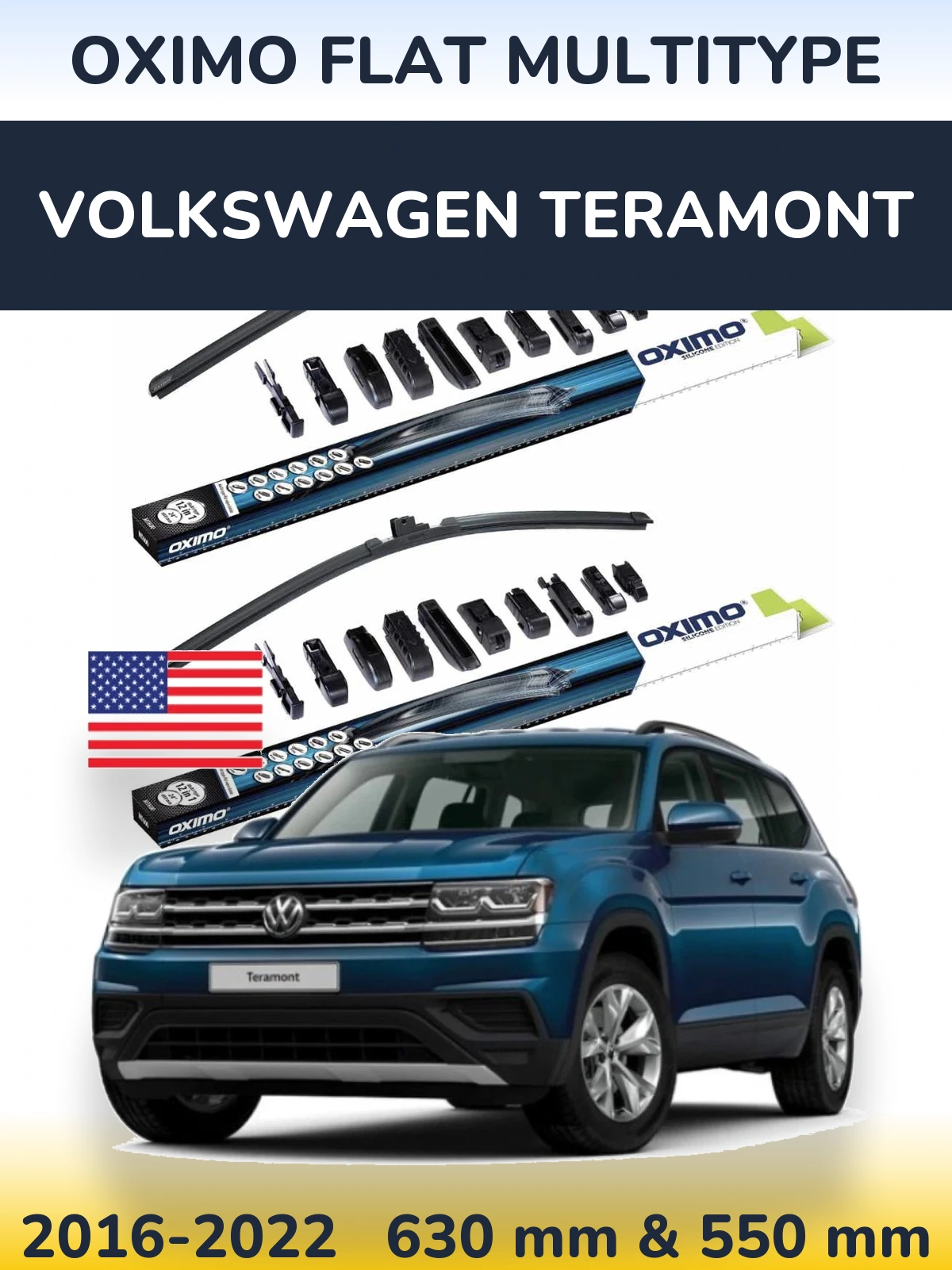 Komplet przednich wycieraczek Oximo Flat MultiType 600 & 550 mm do Volkswagen Teramont 2016-2022