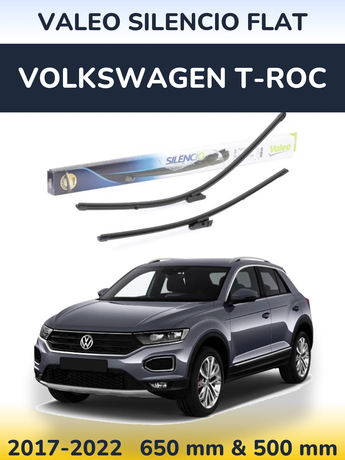 Комплект передніх щіток Valeo Silencio Flat 630 & 500 мм для Volkswagen T-Roc 2017-2022