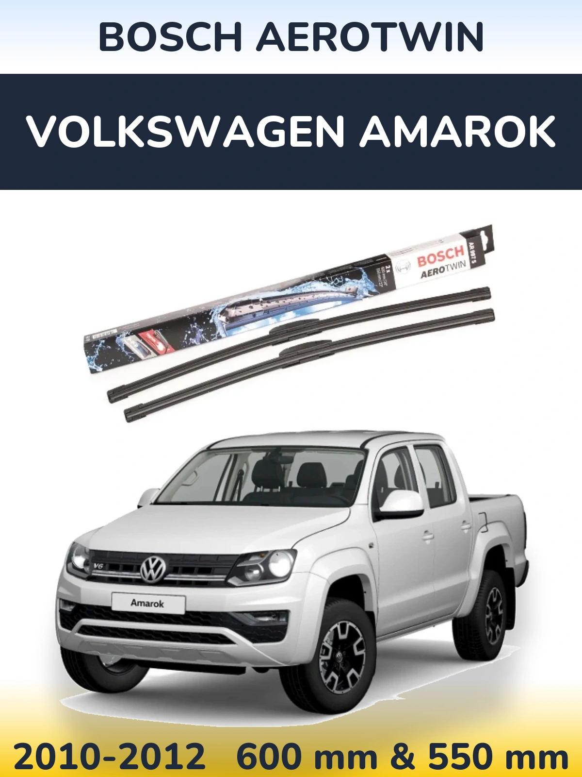 Komplet przednich wycieraczek BOSCH AeroTwin 600 & 550 mm do Volkswagen Amarok 2010-2012