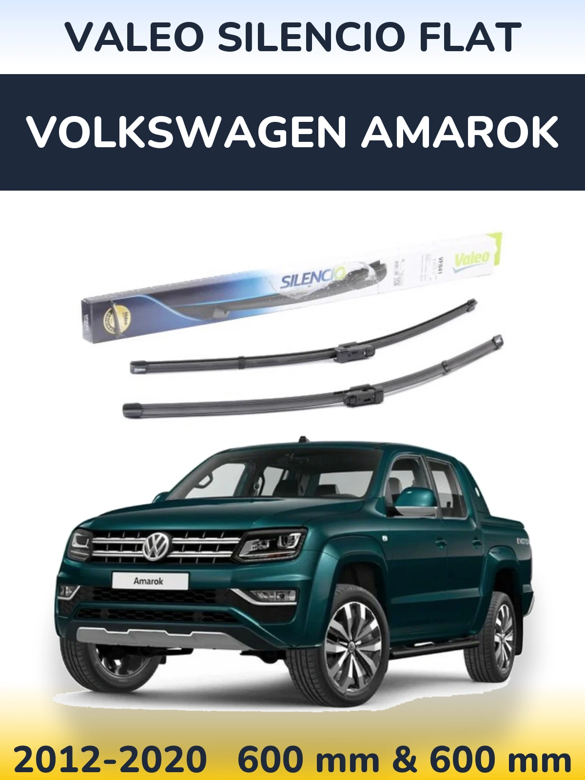 Комплект передніх щіток Valeo Silencio Flat 600 & 600 мм для Volkswagen Amarok 2012-2020