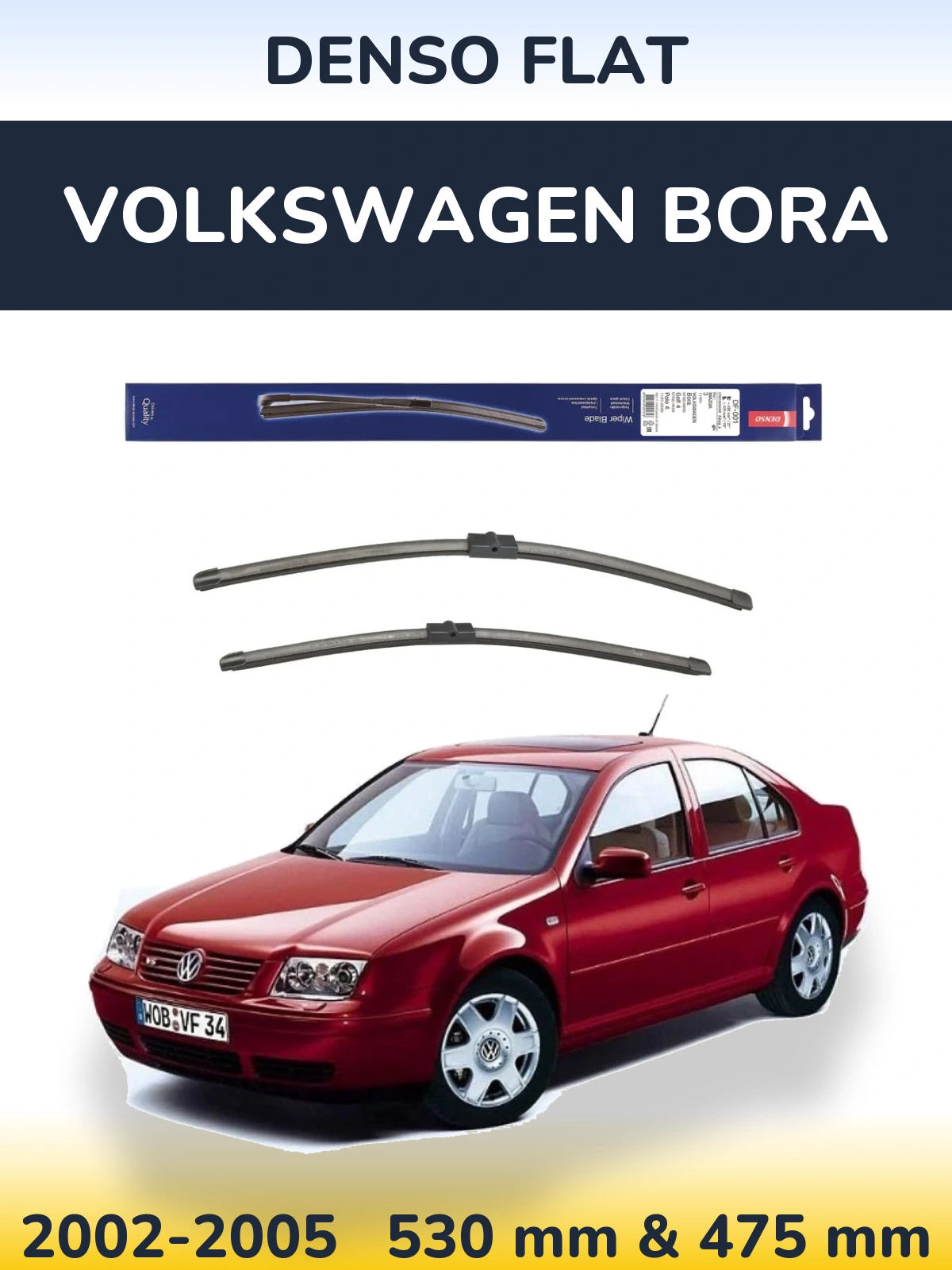 Комплект передних дворников Denso Flat 530 & 475 мм для Volkswagen Bora 2002-2005