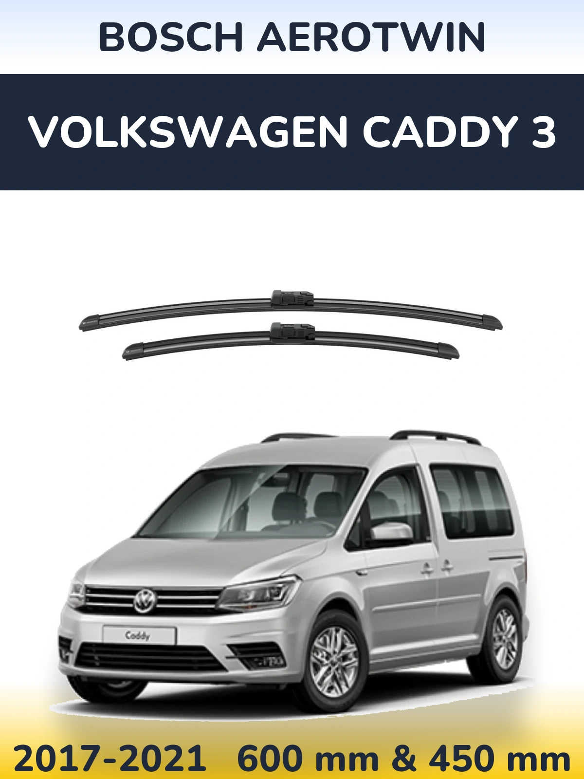 Komplet przednich wycieraczek BOSCH AeroTwin 600 & 450 mm do Volkswagen Caddy 3 2017-2021