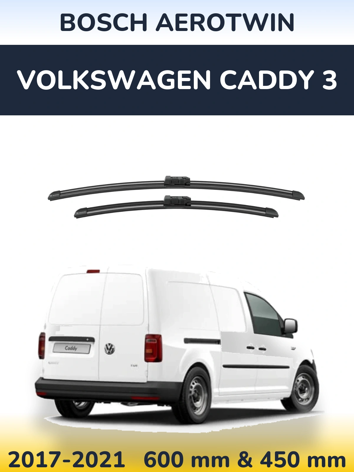 Komplet przednich wycieraczek BOSCH AeroTwin 600 & 450 mm do Volkswagen Caddy 3 2017-2021