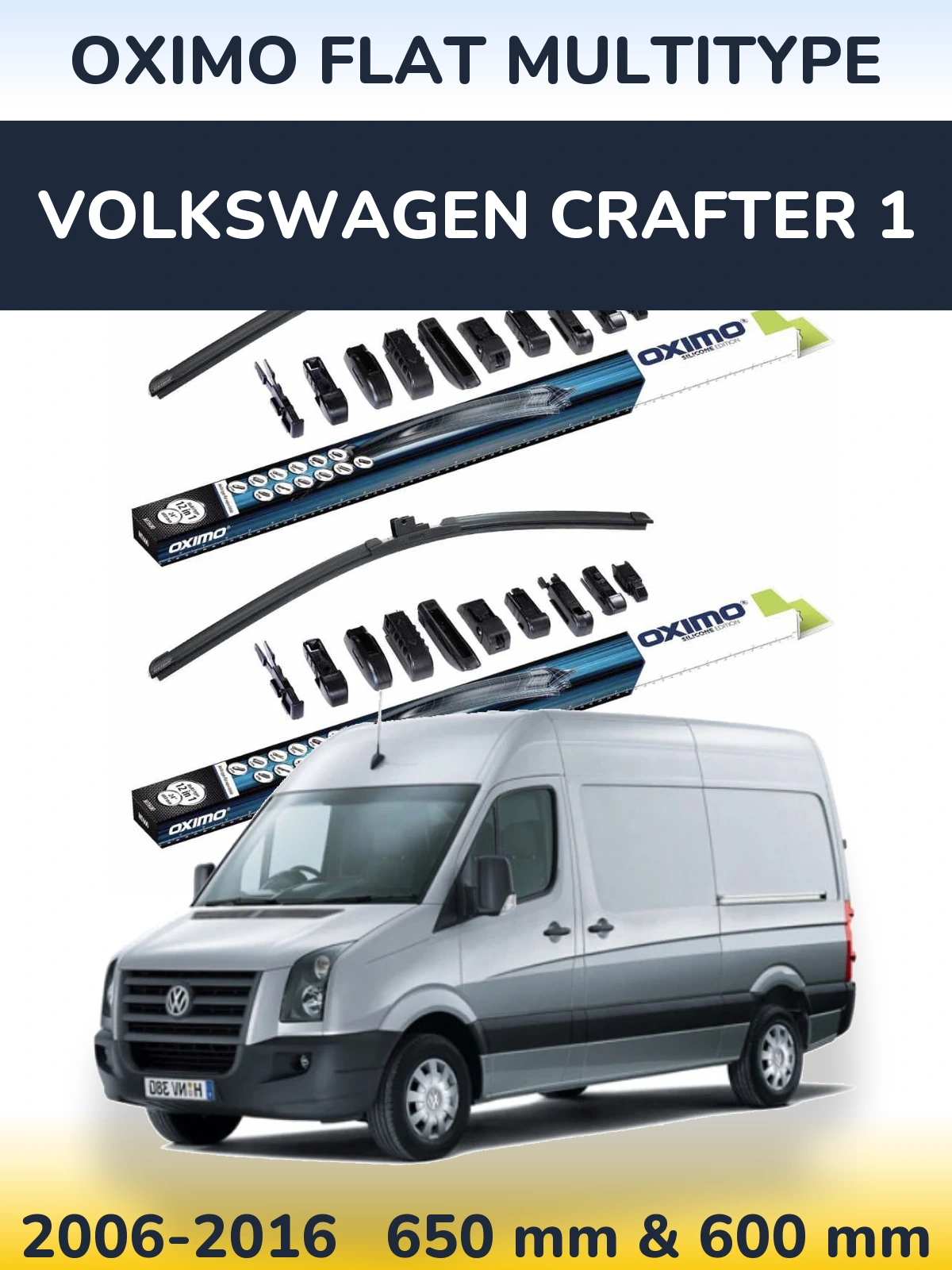Komplet przednich wycieraczek Oximo Flat MultiType 650 & 600 mm do Volkswagen Crafter 1 2006-2016