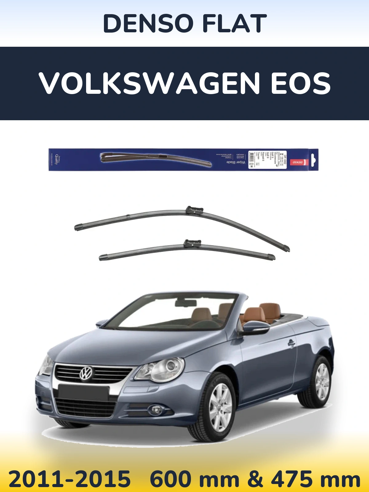 Комплект передних дворников Denso Flat 600 & 475 мм для Volkswagen EOS 2011-2015