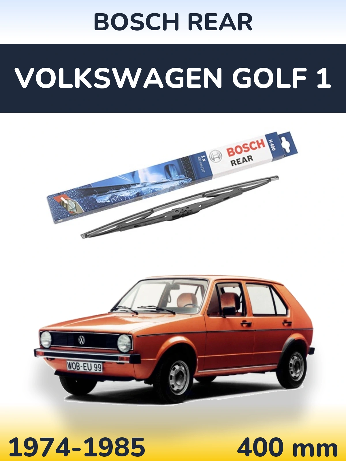 Rear wiper blade BOSCH Rear 400 mm for Volkswagen Golf 1 1974-1985